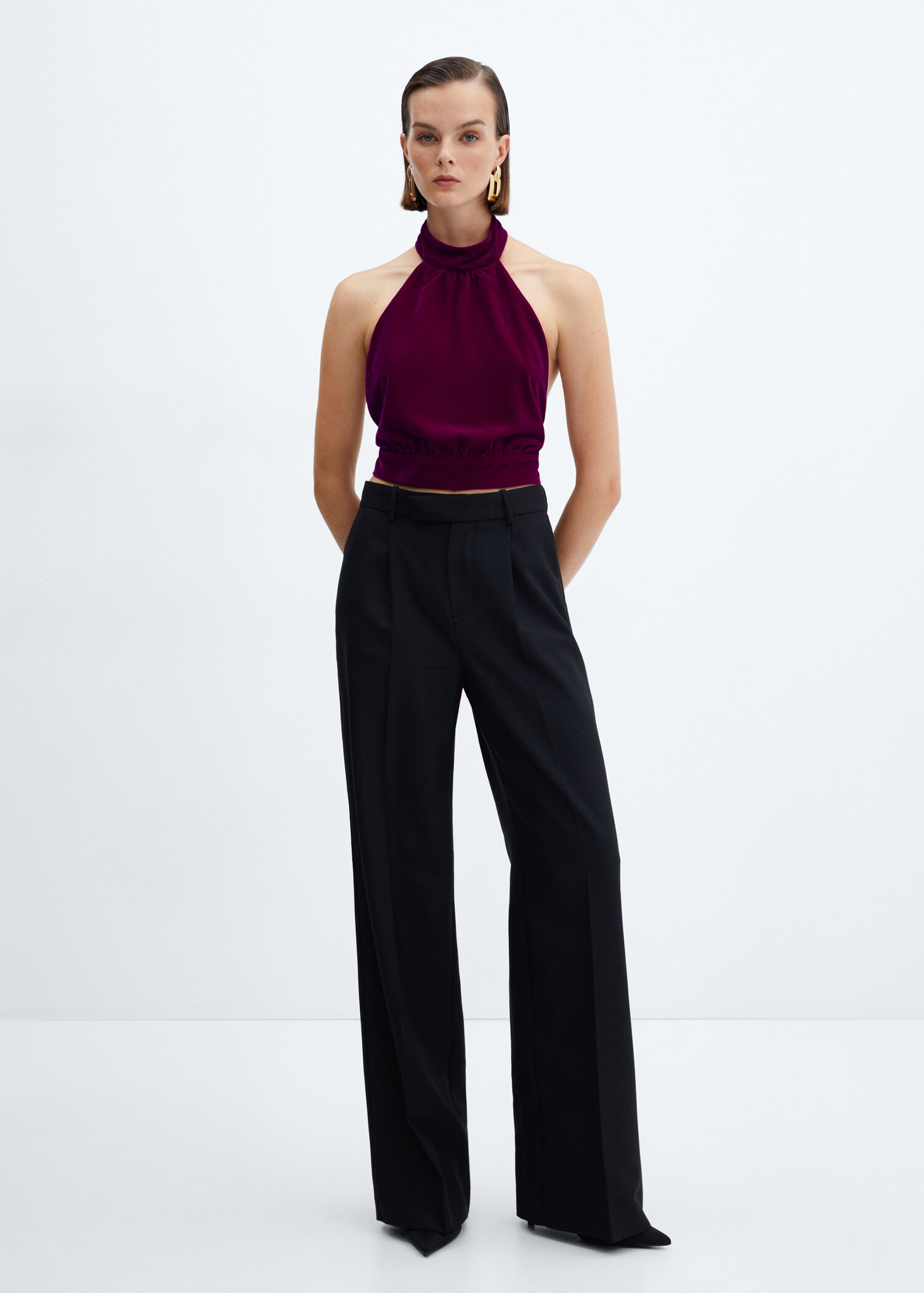 Velvet halter-neck top - General plane