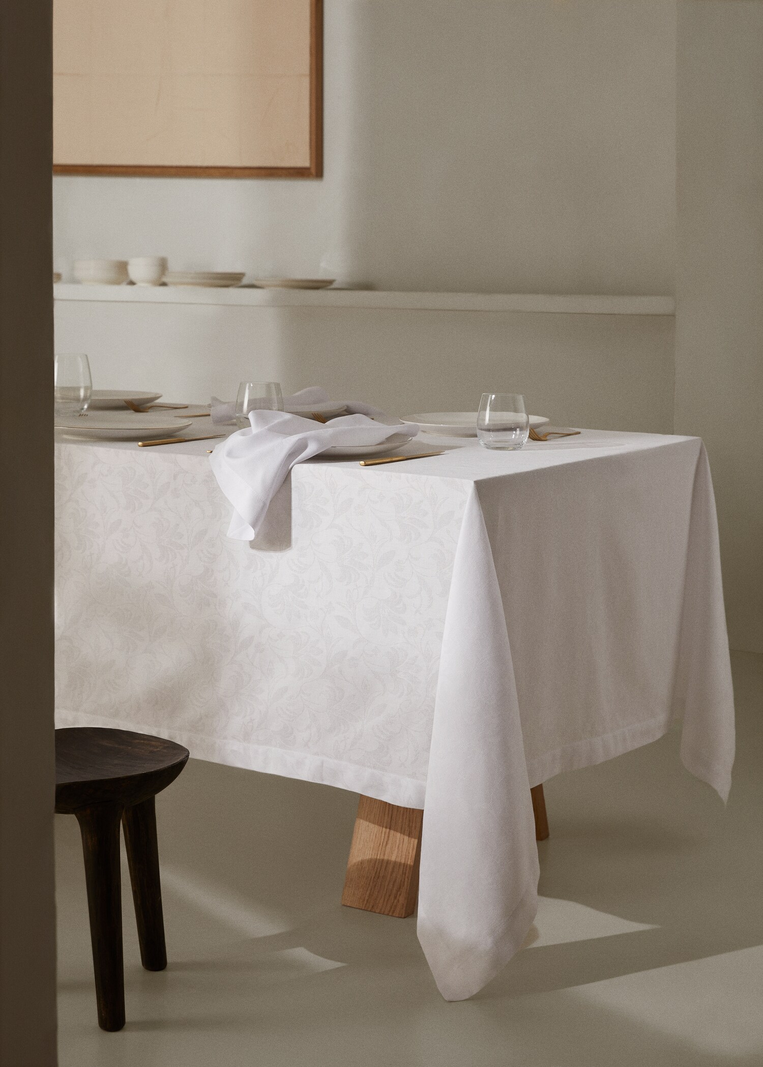 Mantel algodón flor jacquard 170x170cm - Plano general