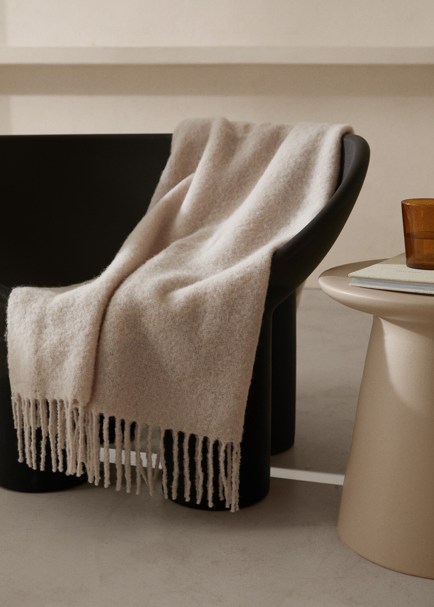 Fringed wool blanket 130X180cm - General plane
