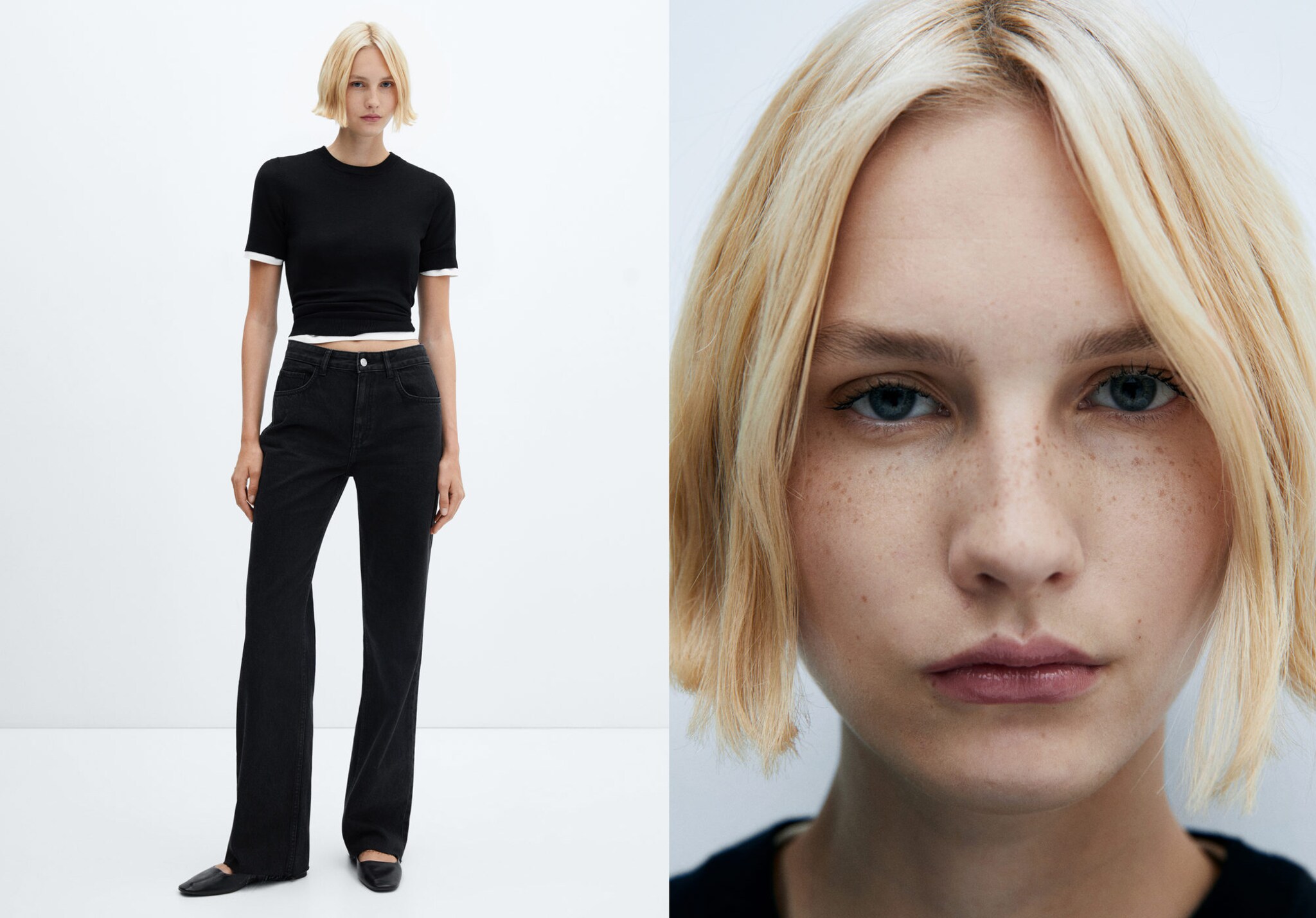 Wide leg mid-rise jeans - Panoramic plane