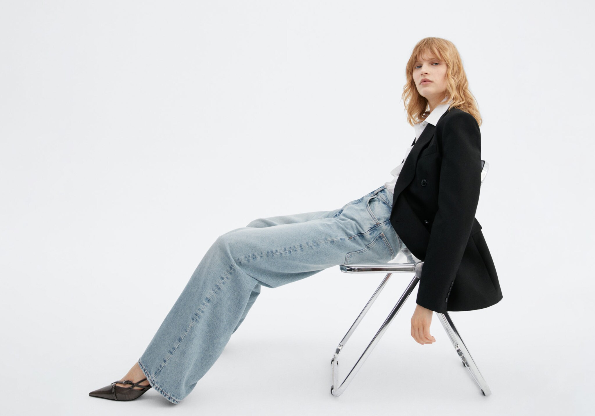 Wide leg mid-rise jeans - Panoramic plane