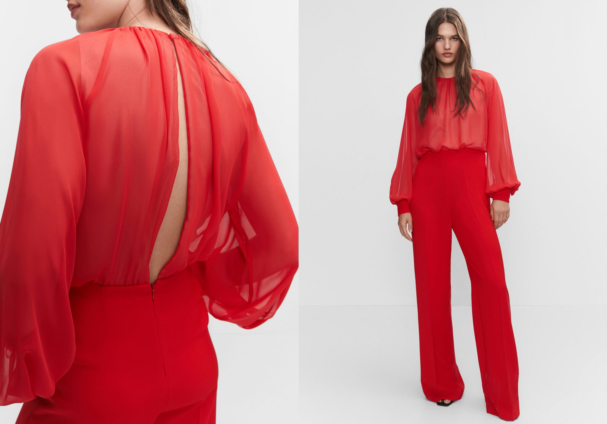Semi-transparent chiffon jumpsuit - Panoramic plane