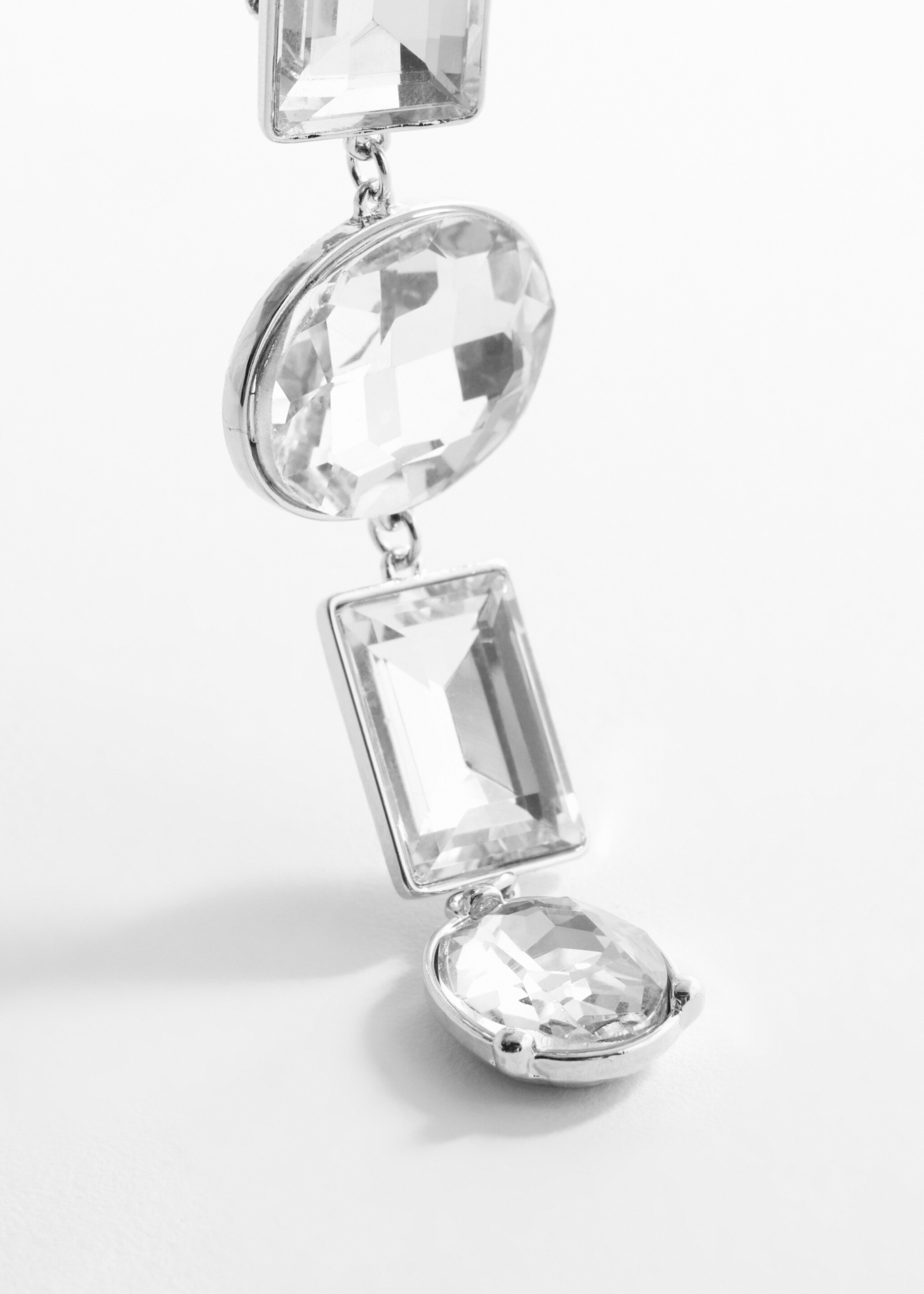 Pendant crystals earrings - Details of the article 1, Silver. Ref: 67000356-00.