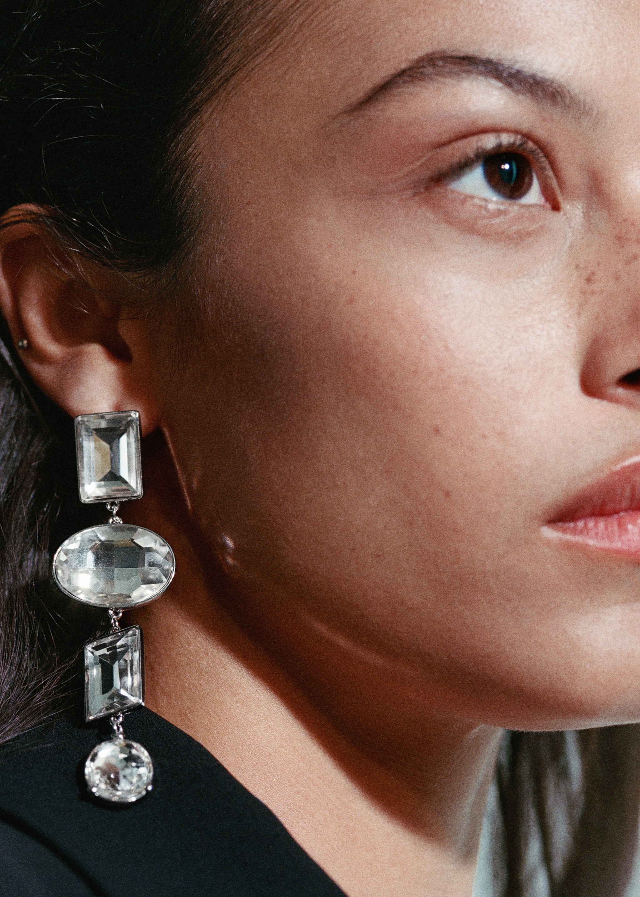 Pendant crystals earrings - Details of the article 6, Silver. Ref: 67000356-00.