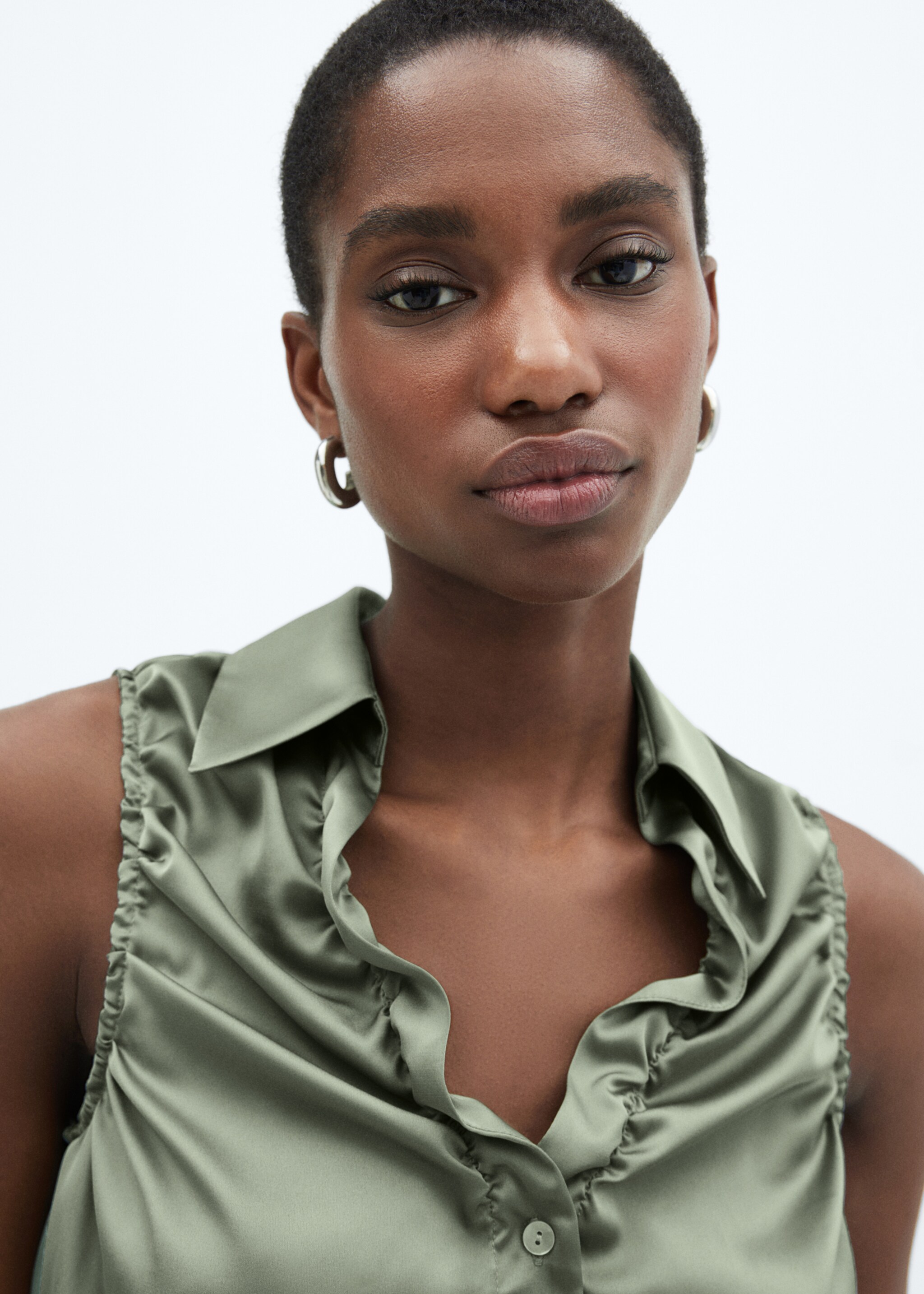 Ruched satin shirt - Details of the article 1