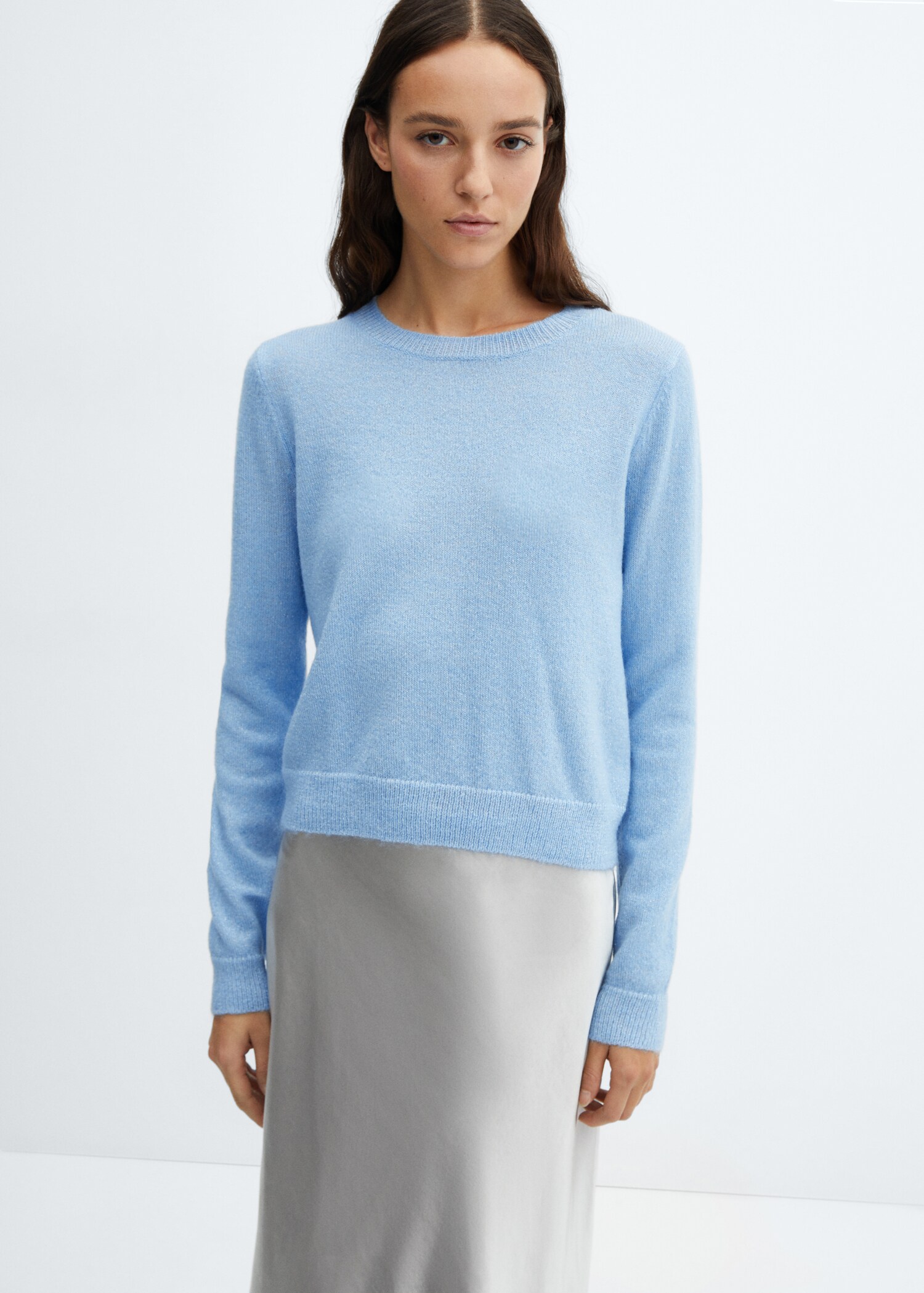 Round-neck knitted sweater - Medium plane