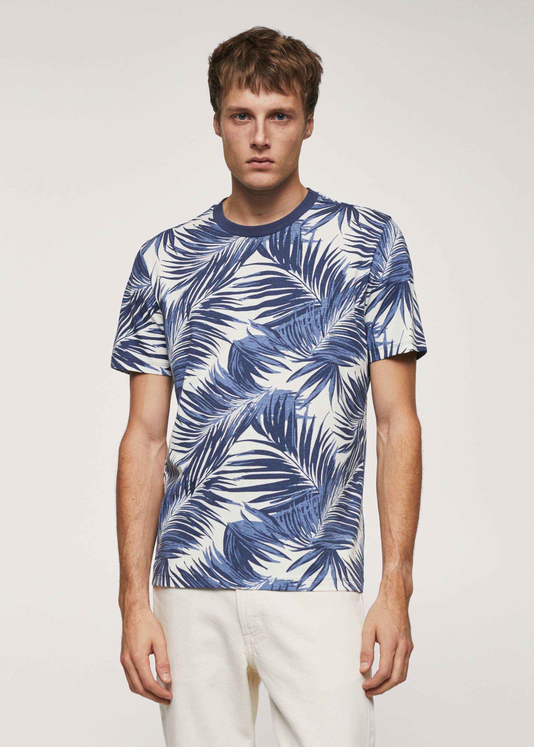 Slim-fit palm-print shirt - Medium plane