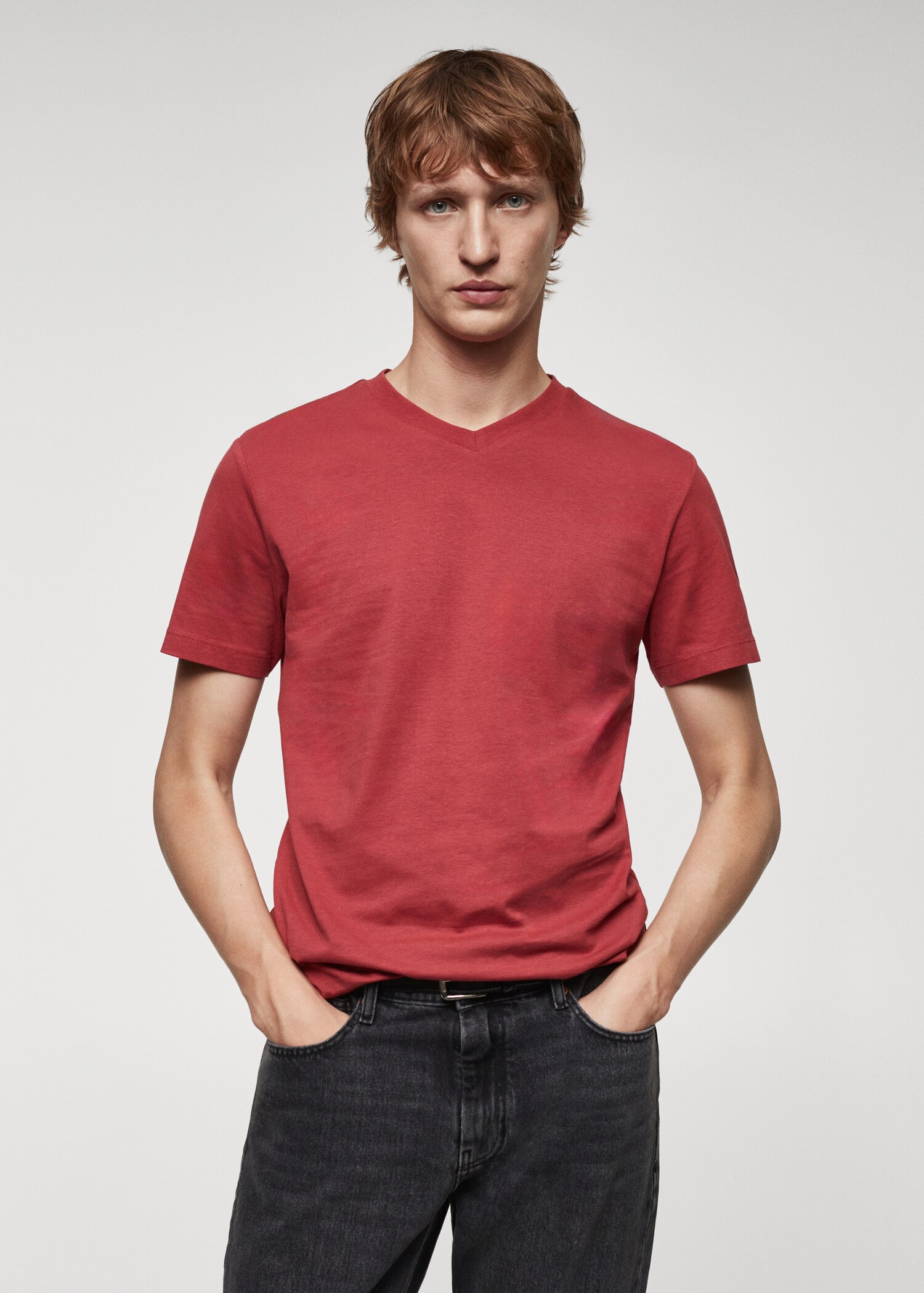 100% cotton V-neck t-shirt - Medium plane