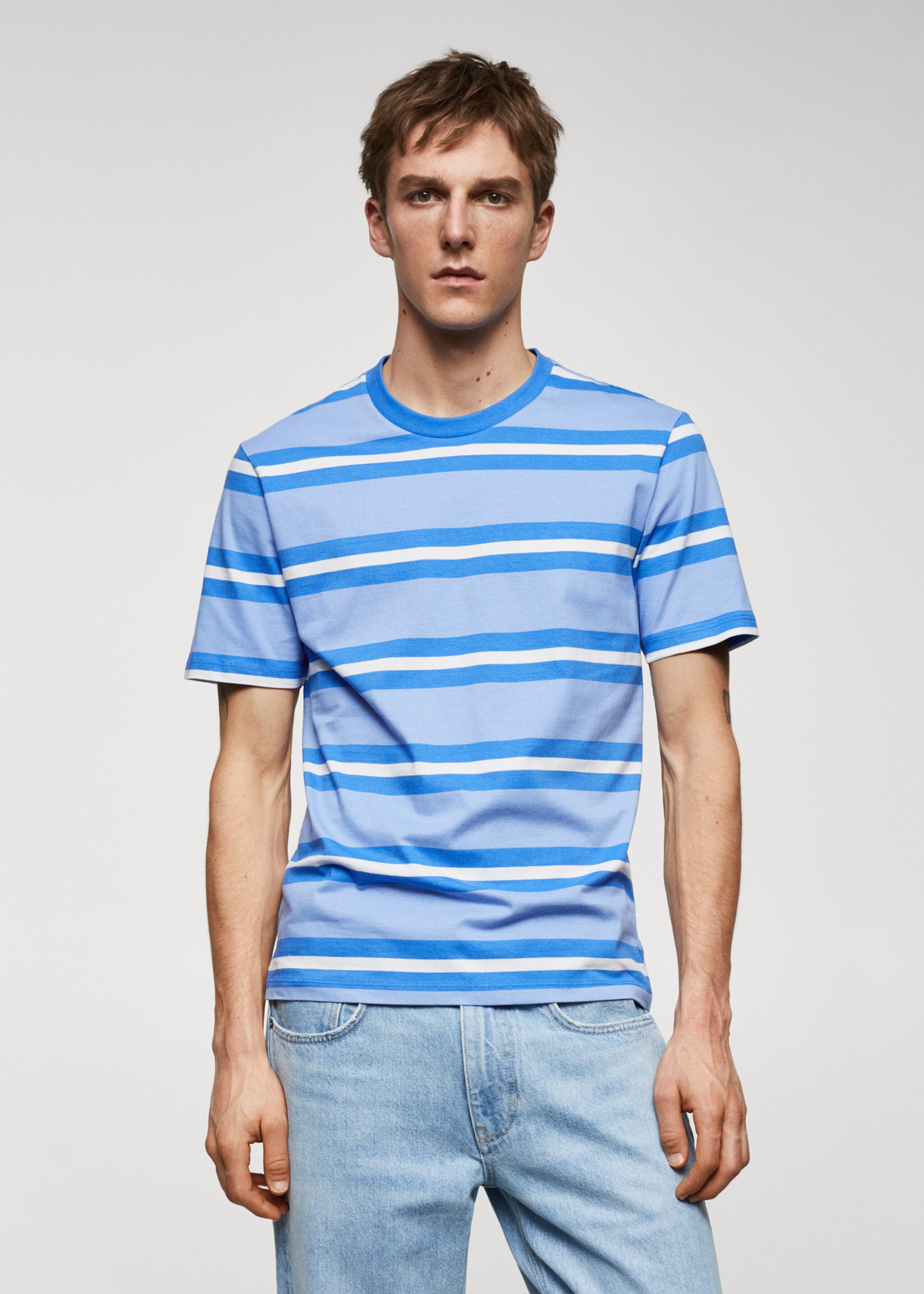 Striped 100% cotton t-shirt - Medium plane