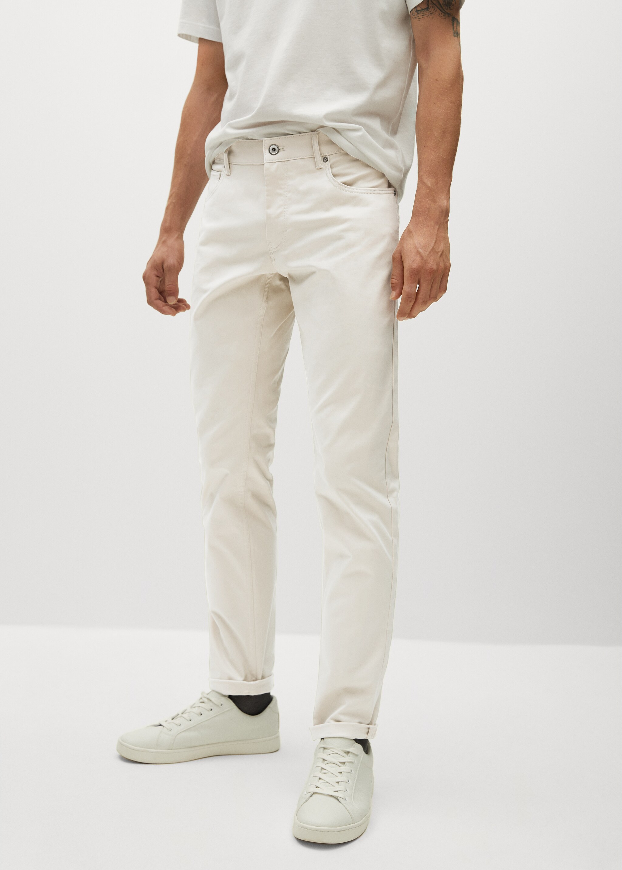Slim fit denim-effect serge trousers - Medium plane