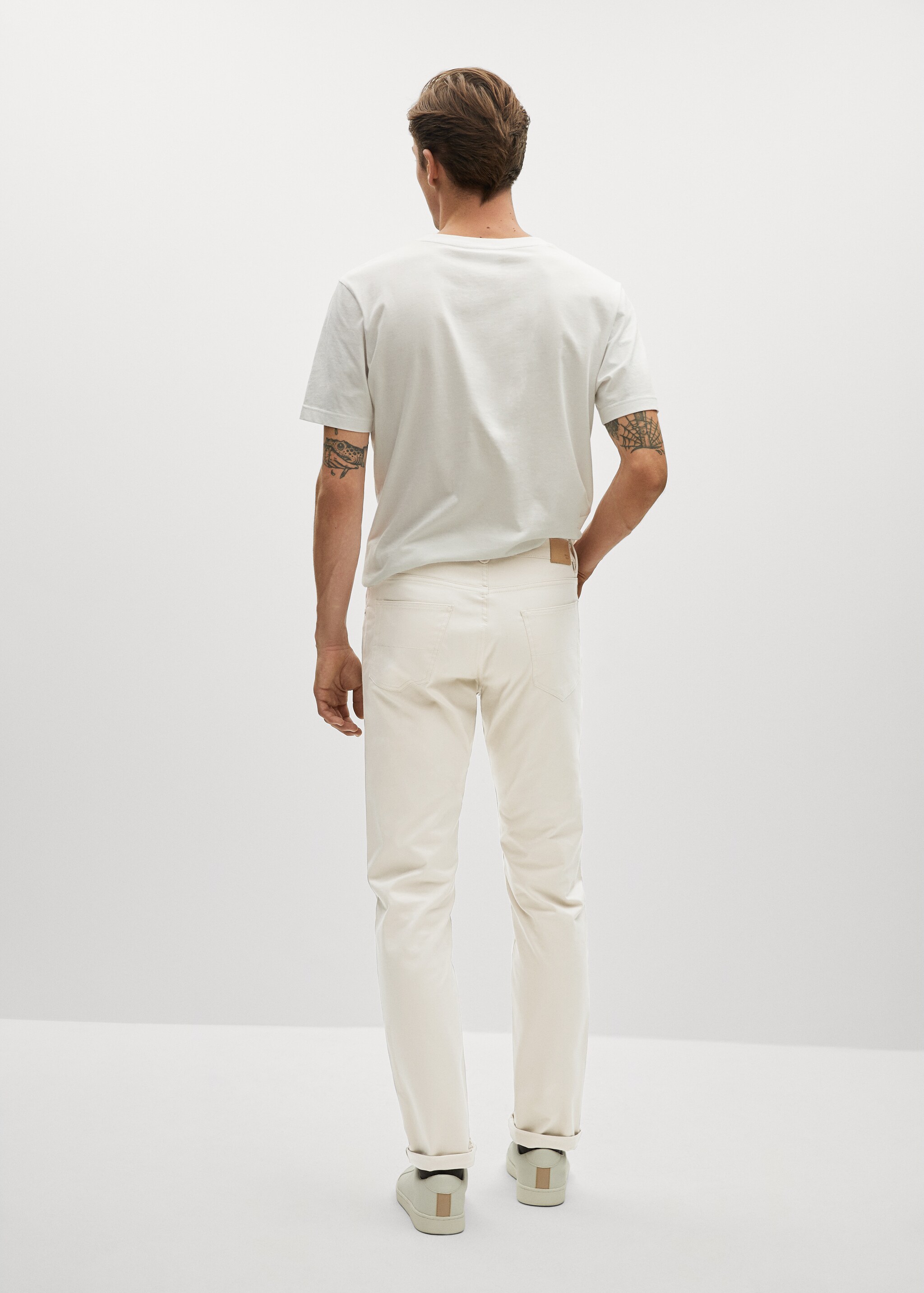 Slim fit denim-effect serge trousers - Reverse of the article