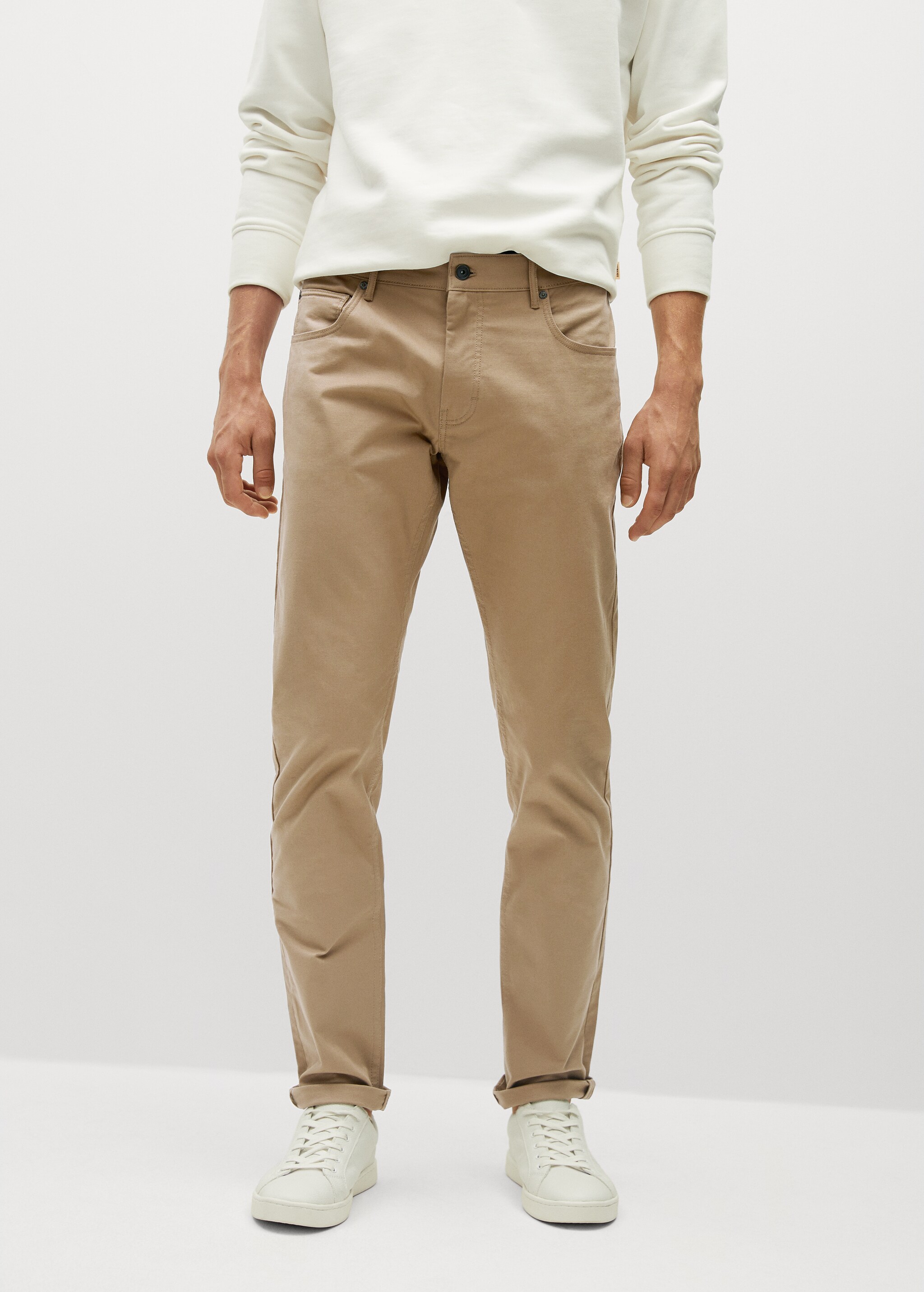 Slim fit denim-effect serge trousers - Medium plane