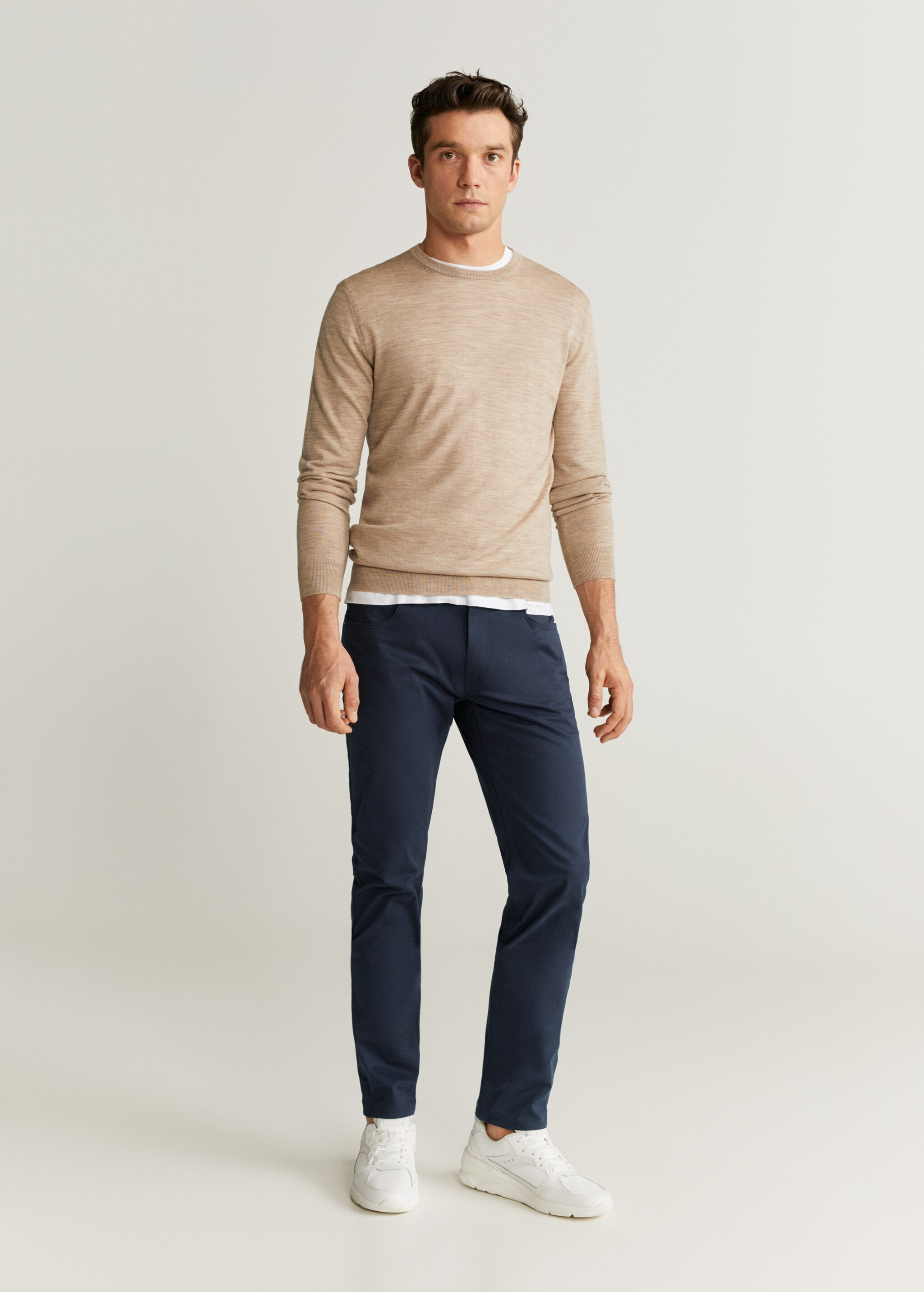 Slim fit denim-effect serge trousers - Medium plane