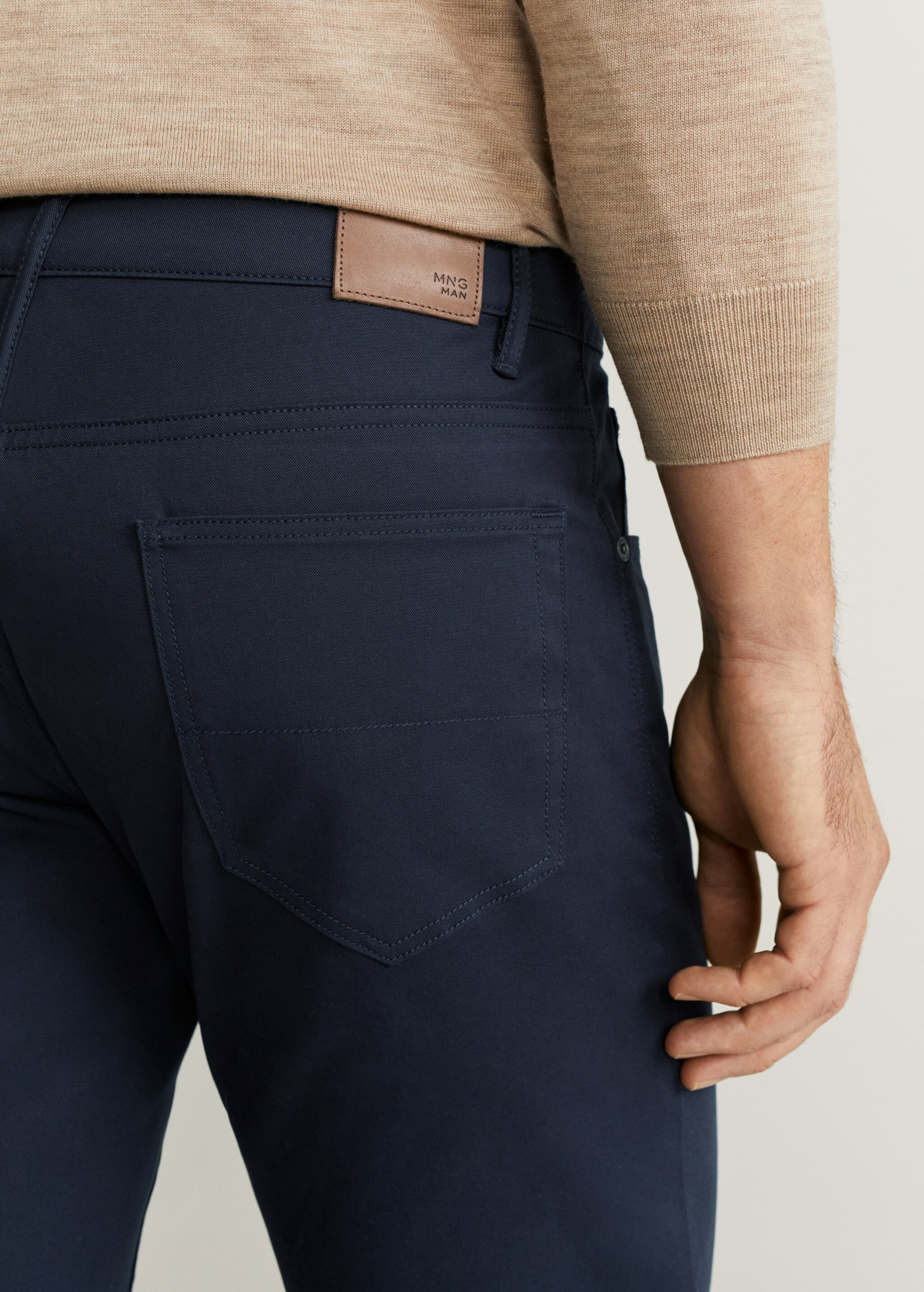 Slim fit denim-effect serge trousers - Details of the article 1