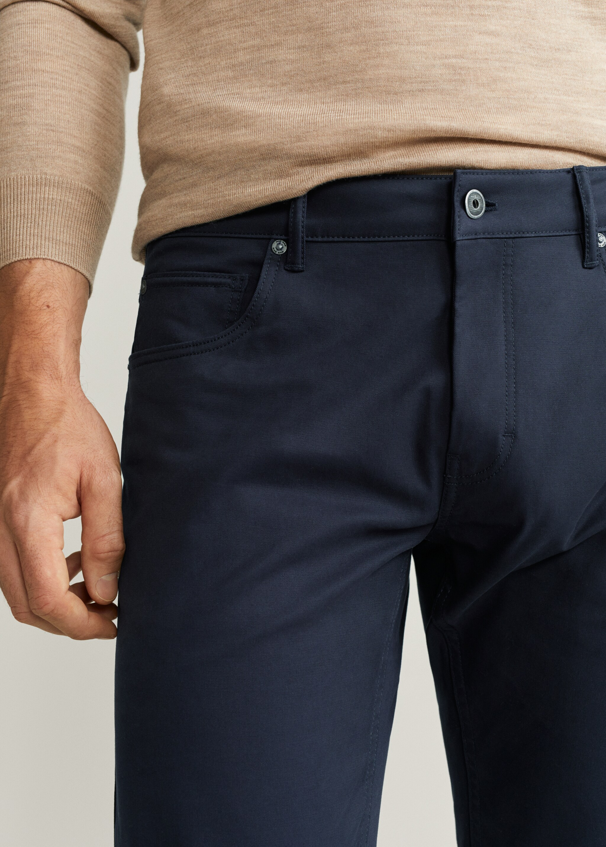 Slim fit denim-effect serge trousers - Details of the article 2