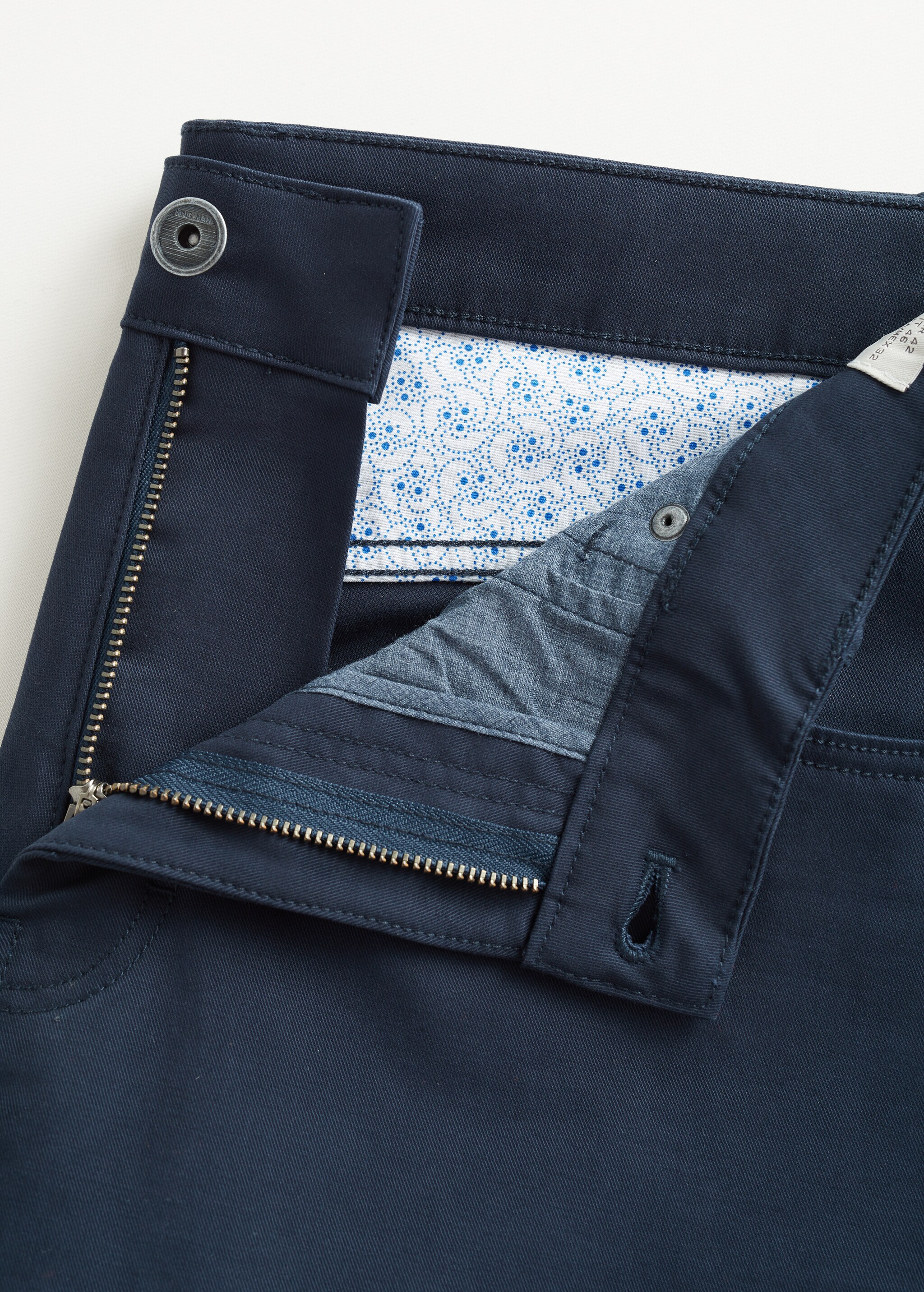 Slim fit denim-effect serge trousers - Details of the article 8