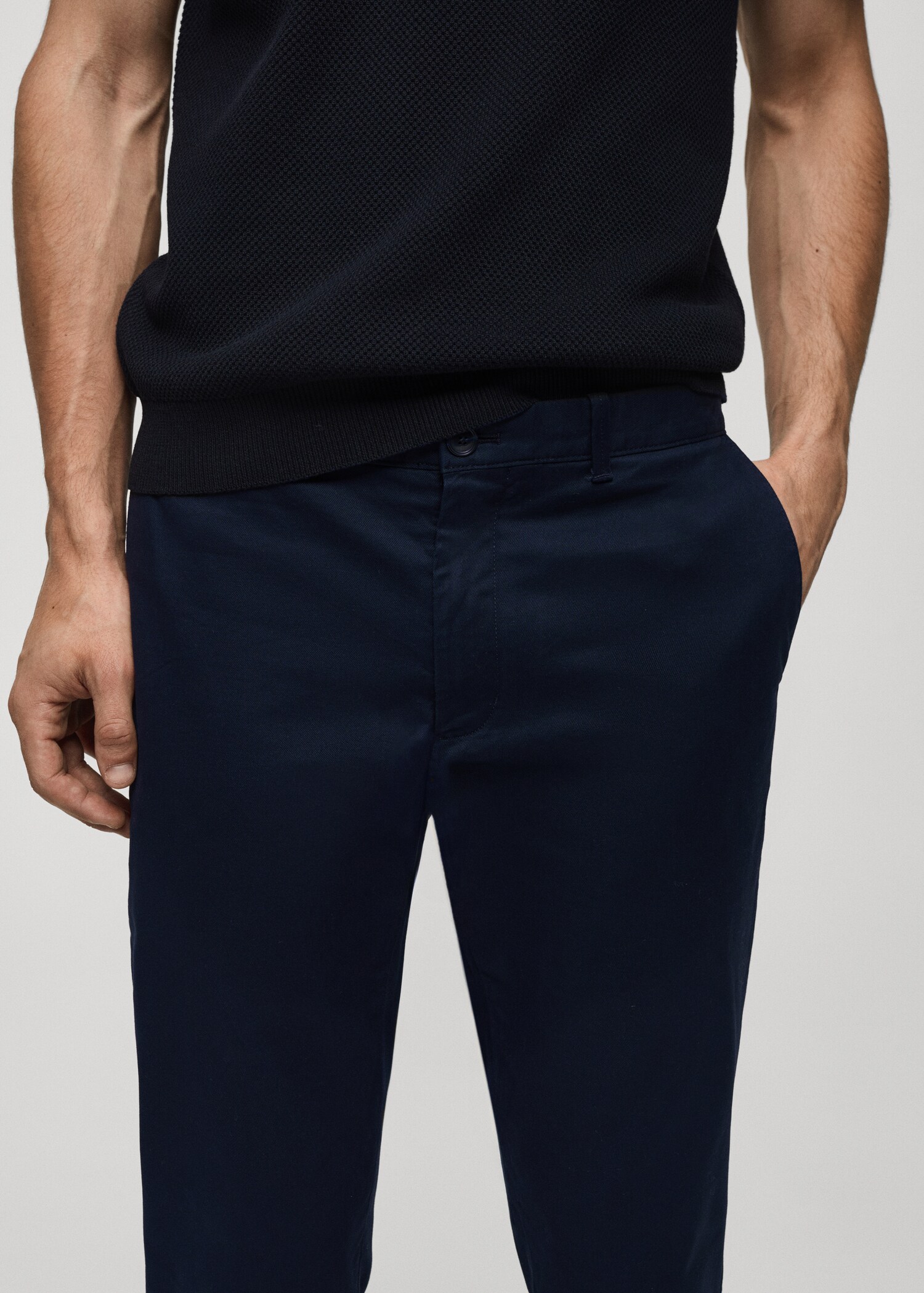 Slim fit serge chino trousers - Details of the article 1