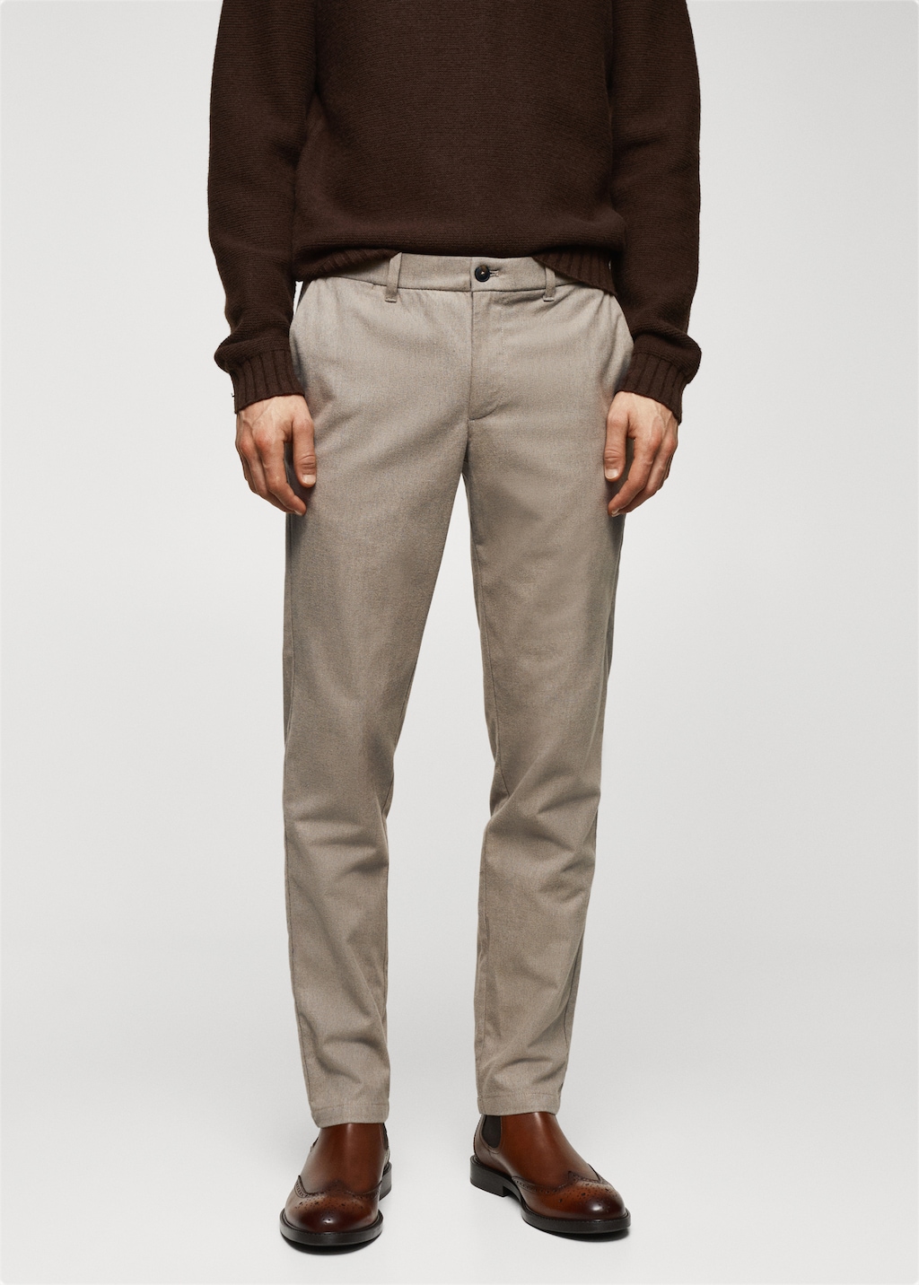 Slim fit structured cotton pants Men MANGO OUTLET USA