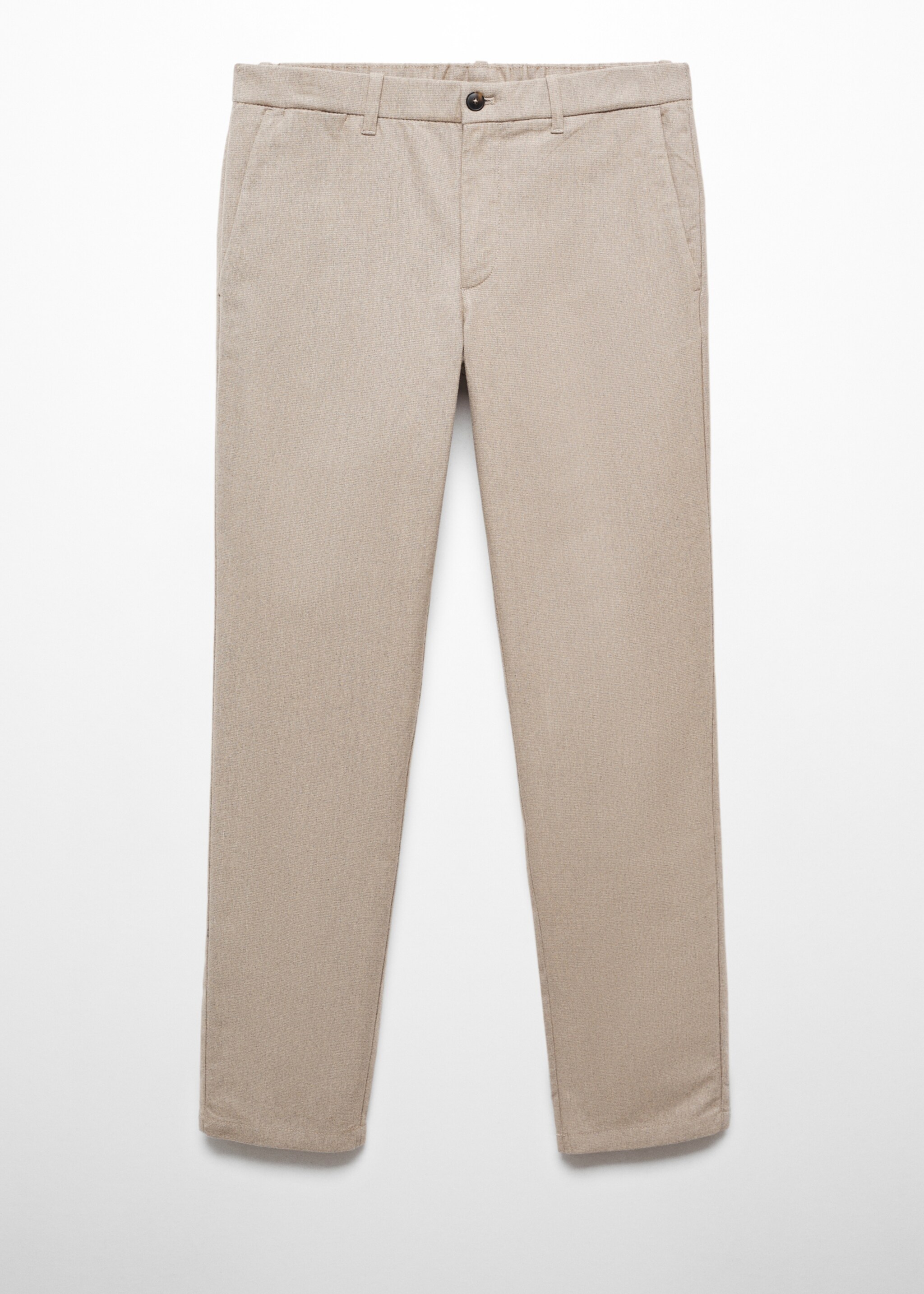 Slim fit structured cotton trousers - Article without model, Beige. Ref: 67000626-00.