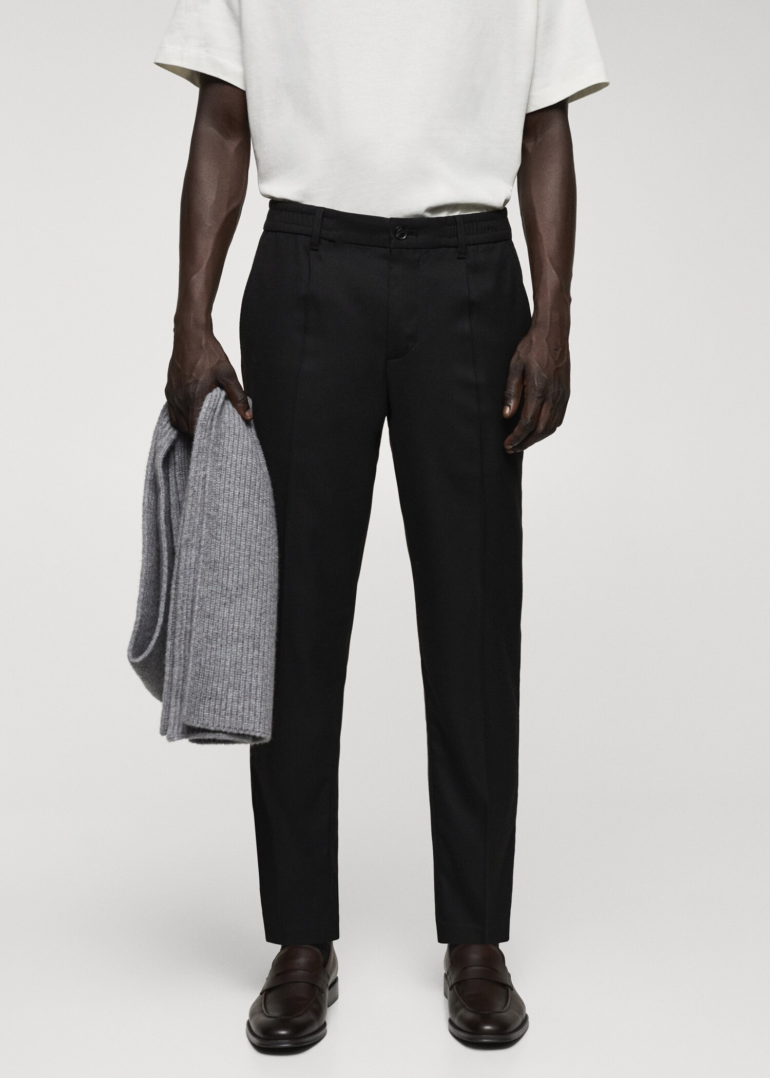 Pantalons cotó slim fit pinces - Pla mig