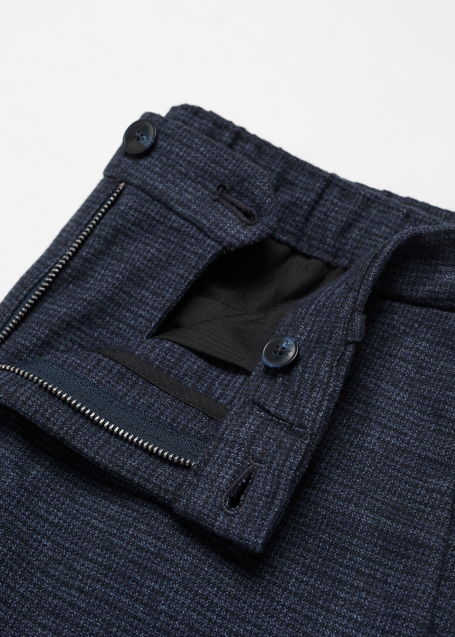 Slim-fit cotton micro-houndstooth slim-fit trousers - Details of the article 8