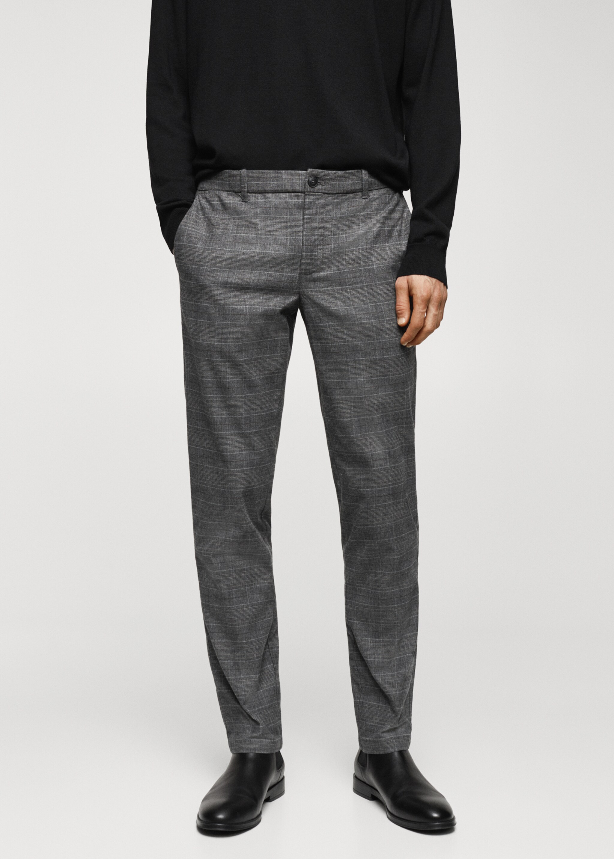 Slim-fit cotton check pants - Medium plane