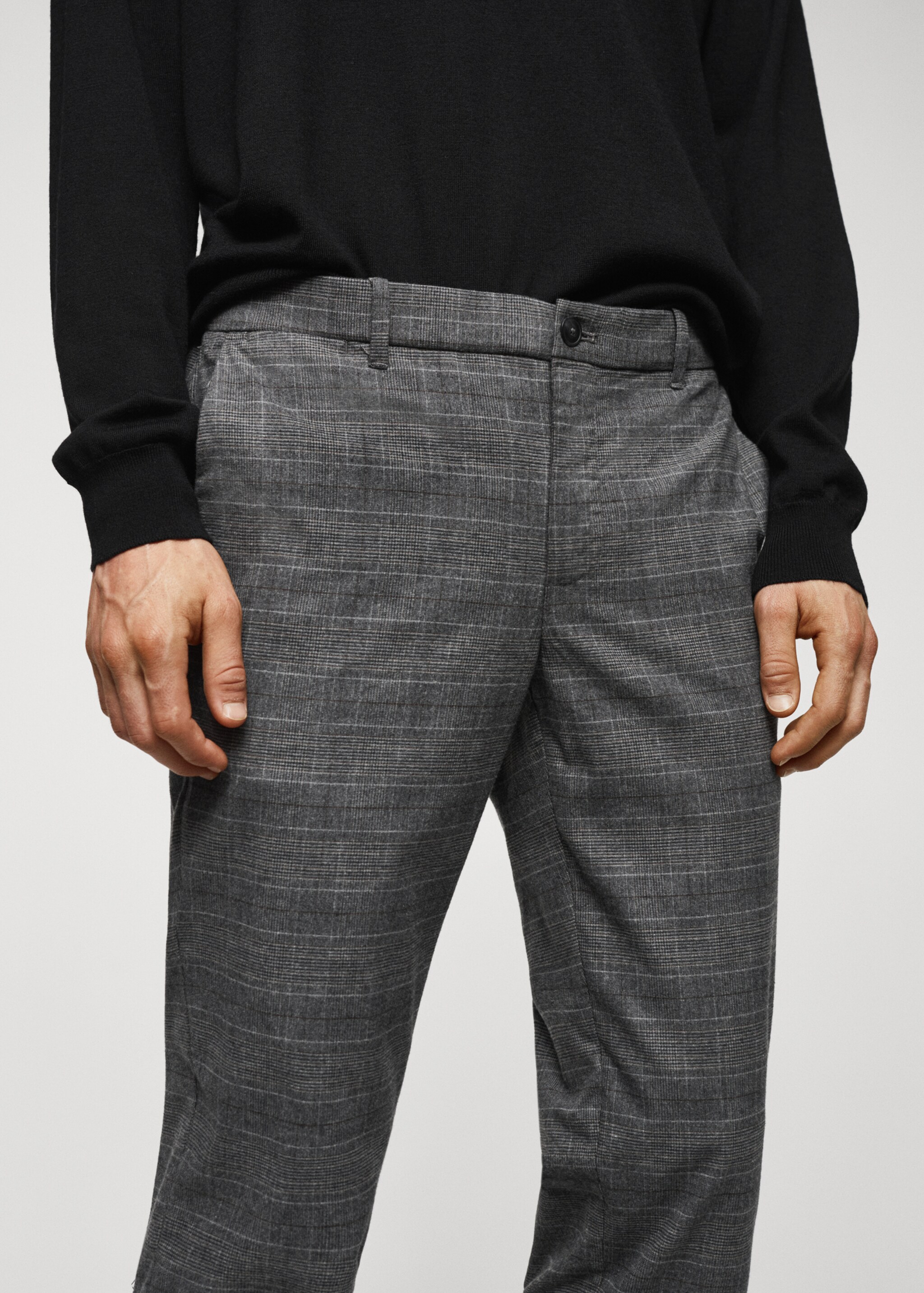 Slim-fit cotton check pants - Details of the article 1