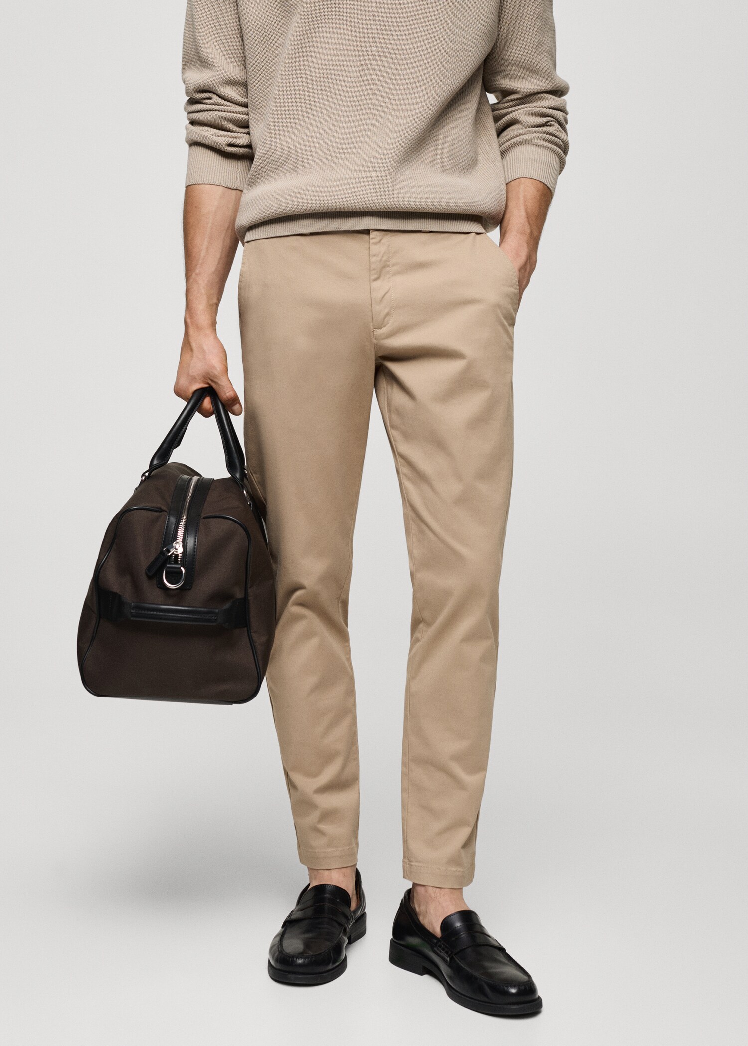Cotton tapered crop trousers - Medium plane
