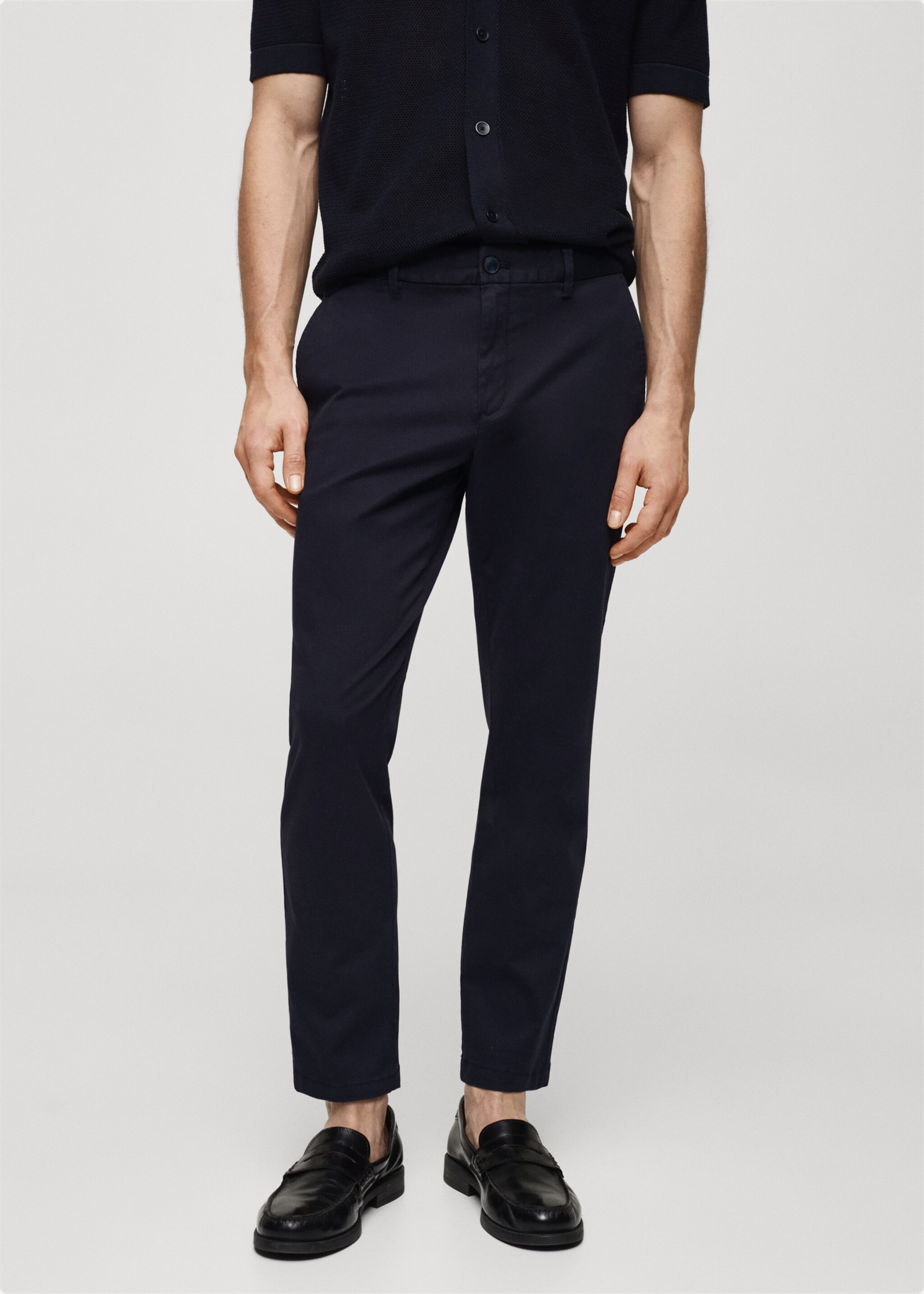 Cotton tapered crop trousers - Medium plane, Dark Navy. Ref: 67000637-00.