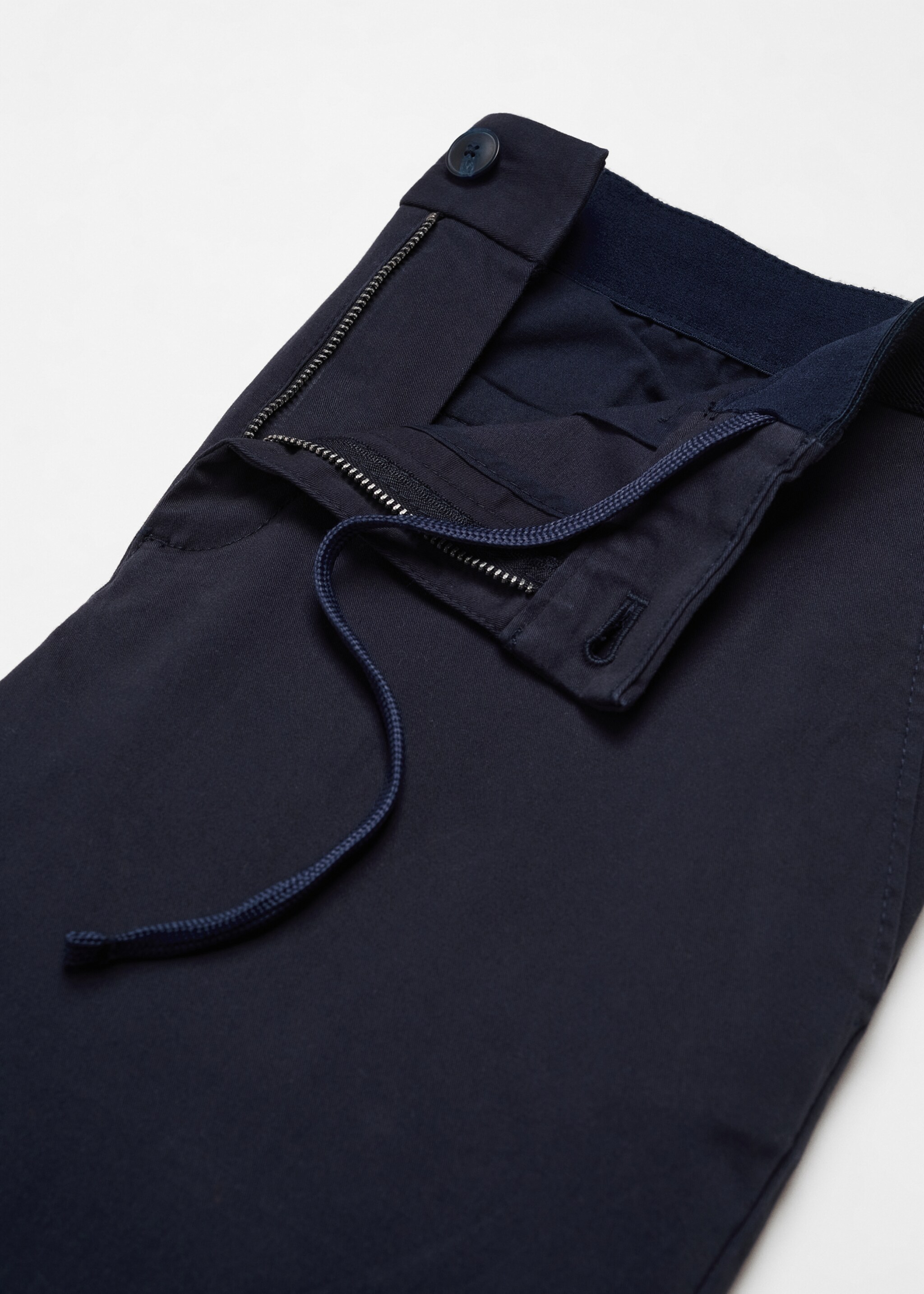 Cotton tapered crop trousers - Details of the article 8, Dark Navy. Ref: 67000637-00.