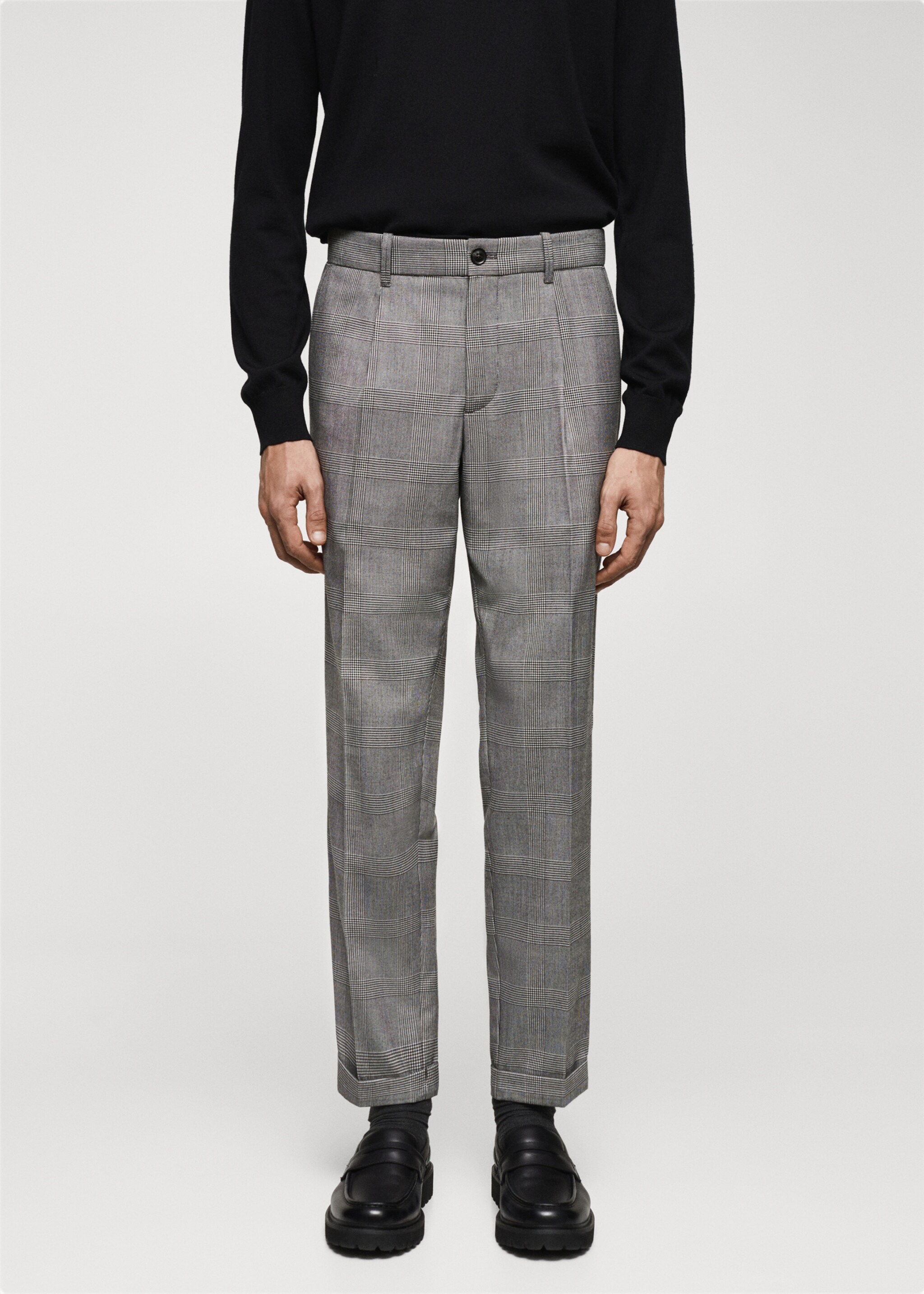 Check pleated trousers - Medium plane