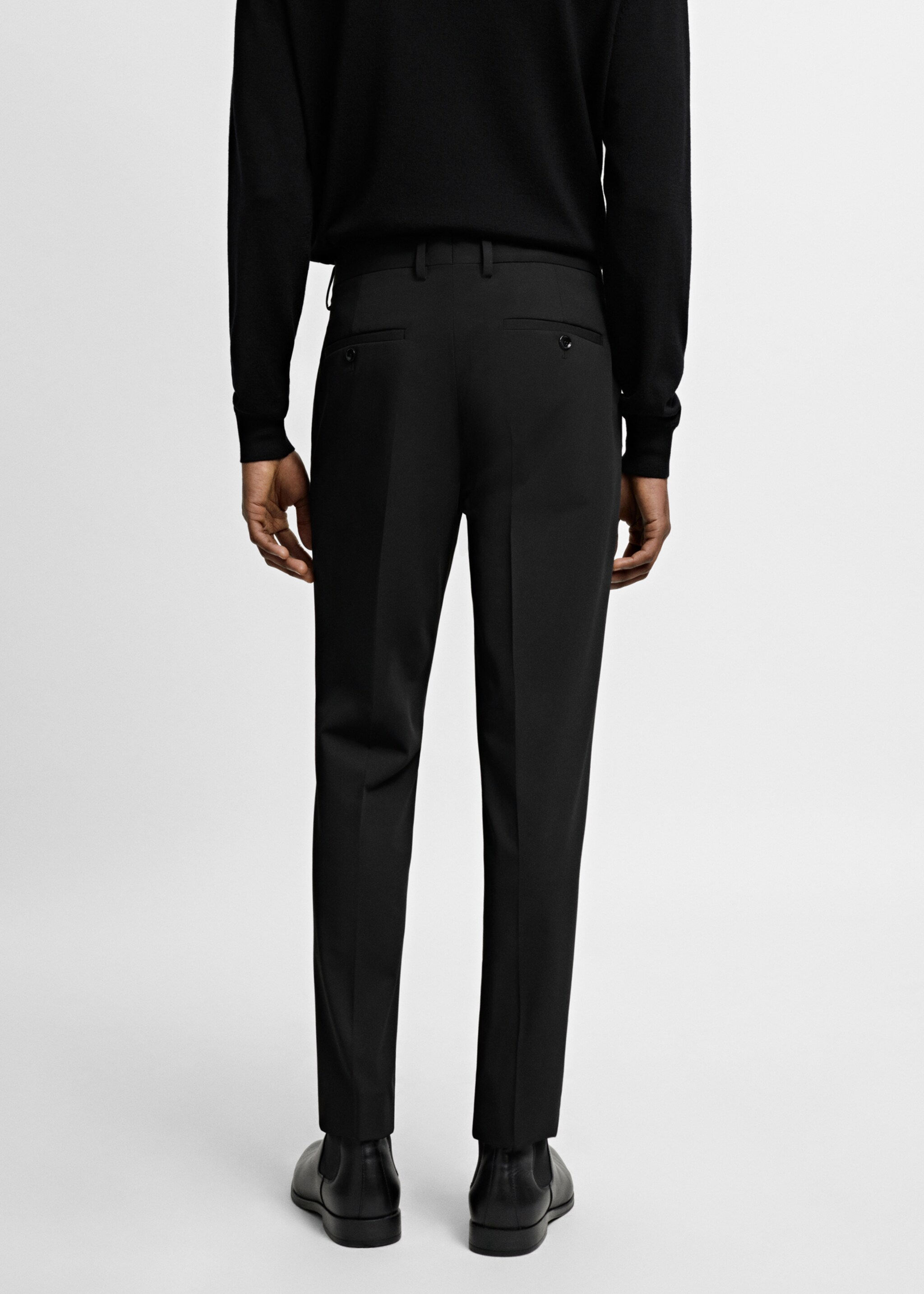 Stretch fabric super slim-fit suit trousers - Reverse of the article, Black. Ref: 67000645-00.