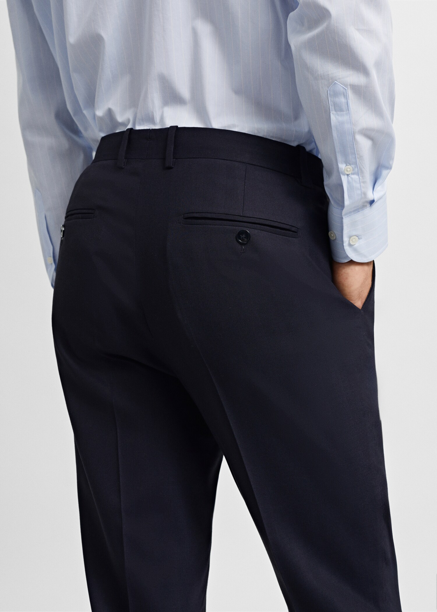 Rutig kostymbyxa slim fit sval ull - Detaljer om artikeln 4