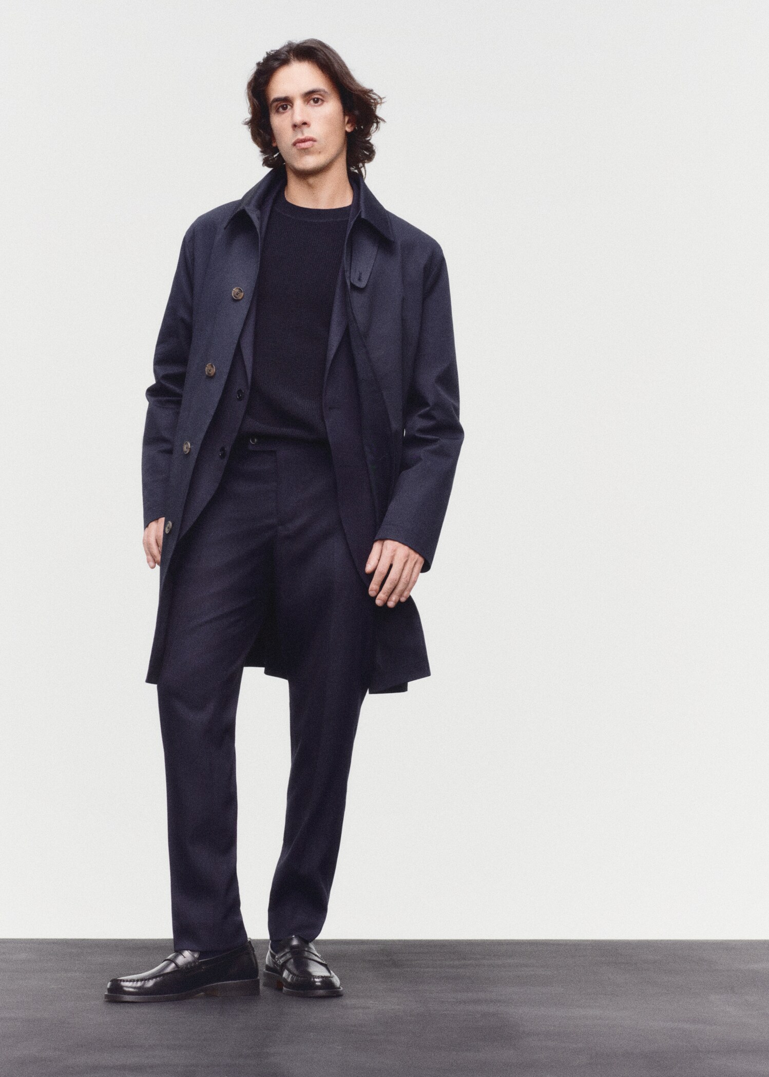 Rutig kostymbyxa slim fit sval ull - Detaljer om artikeln 5