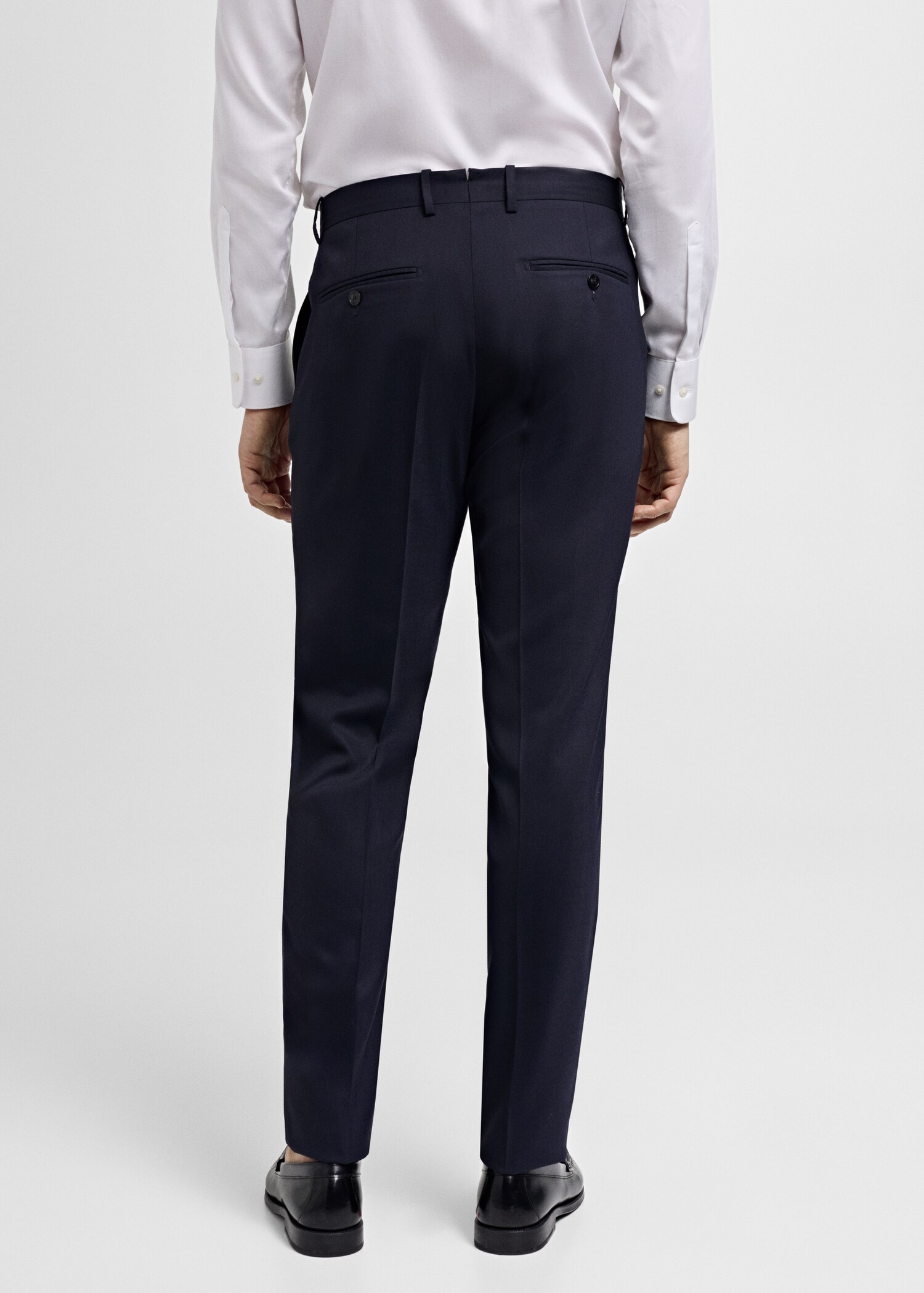 Rutig kostymbyxa slim fit sval ull - Artikelns baksida