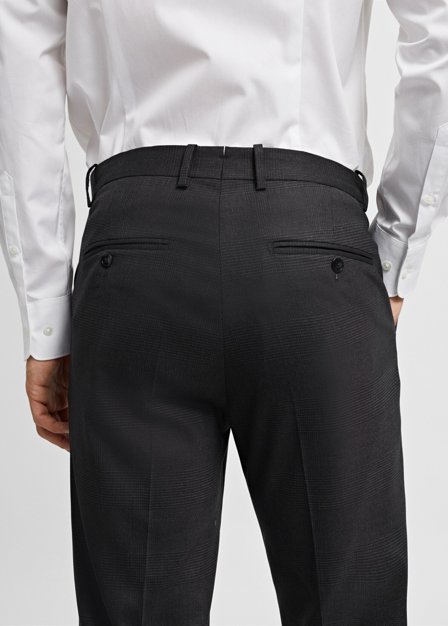 Rutig kostymbyxa slim fit sval ull - Detaljer om artikeln 4