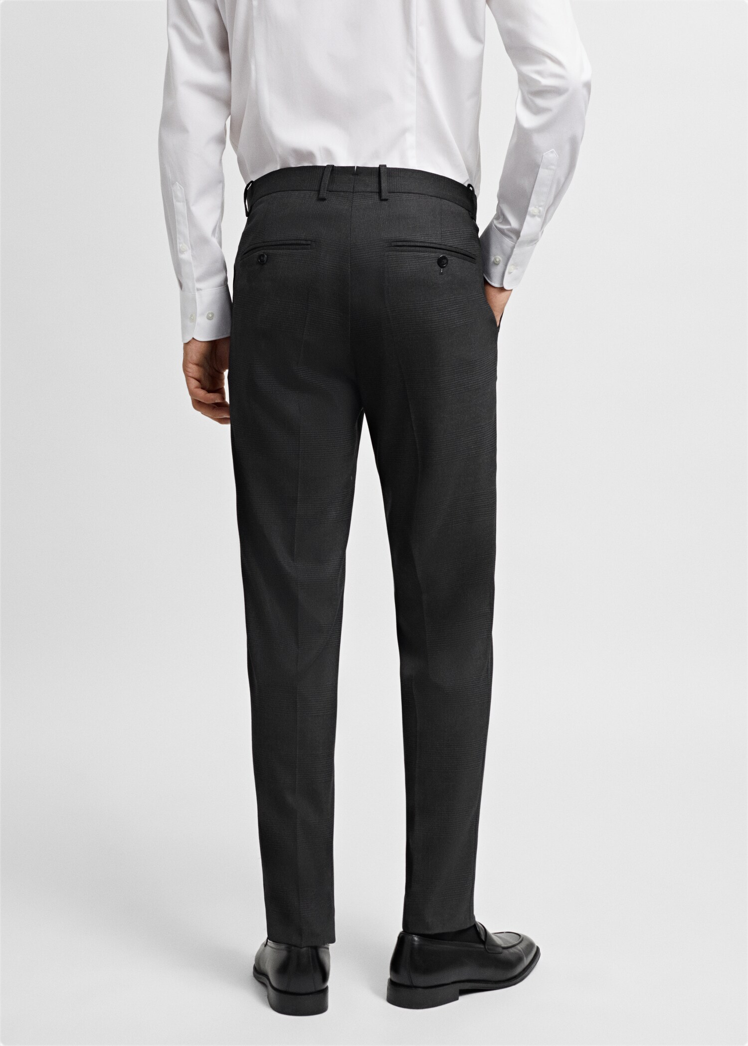 Rutig kostymbyxa slim fit sval ull - Artikelns baksida