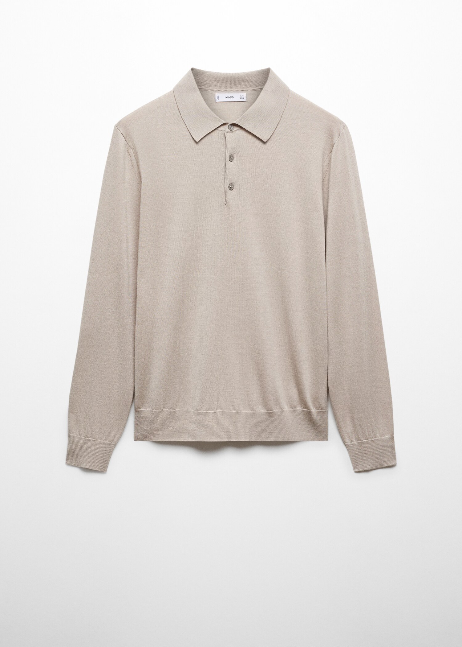 100% merino wool long-sleeved polo shirt - Article without model