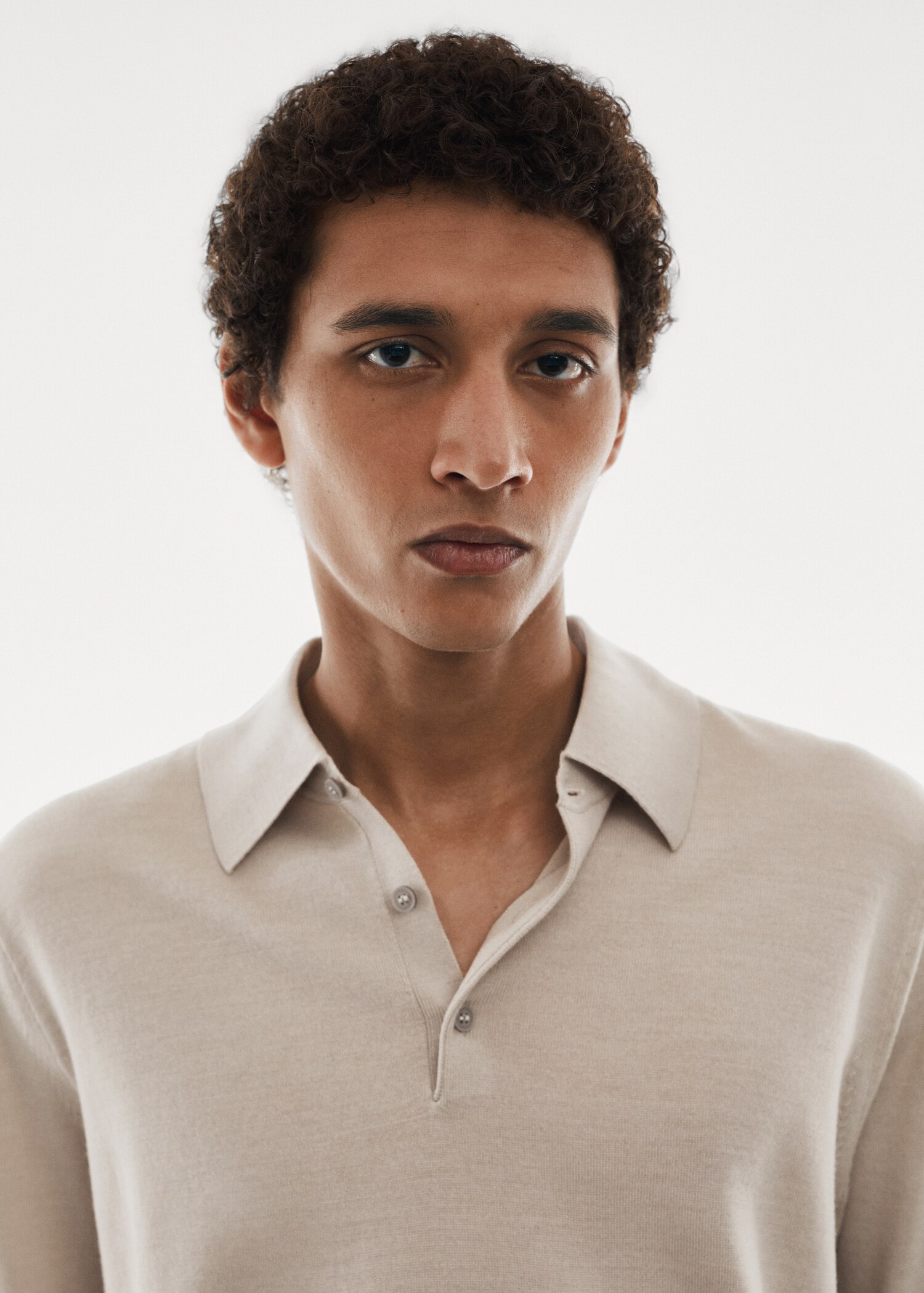 100% merino wool long-sleeved polo shirt - Details of the article 1