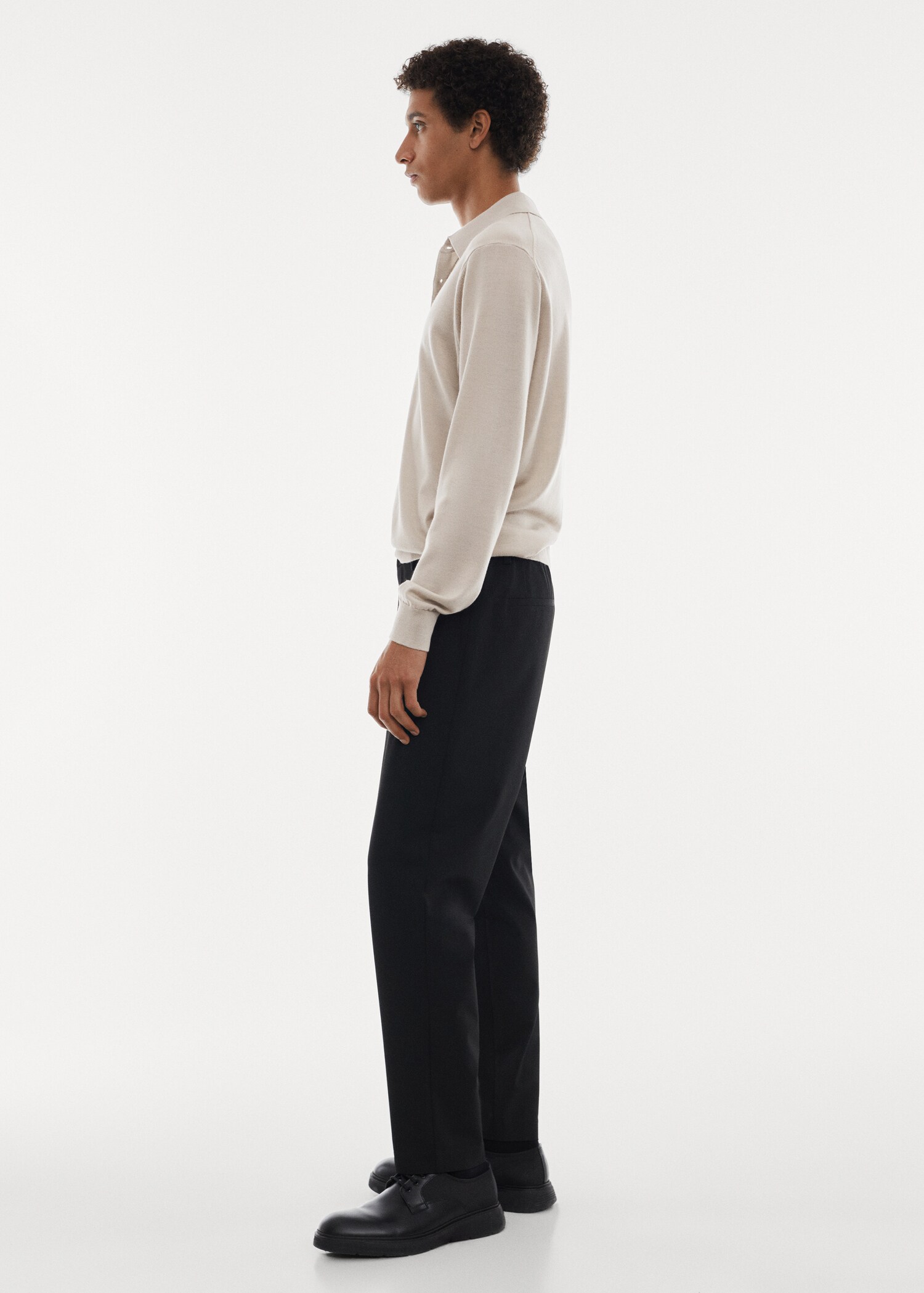 100% merino wool long-sleeved polo shirt - Reverse of the article