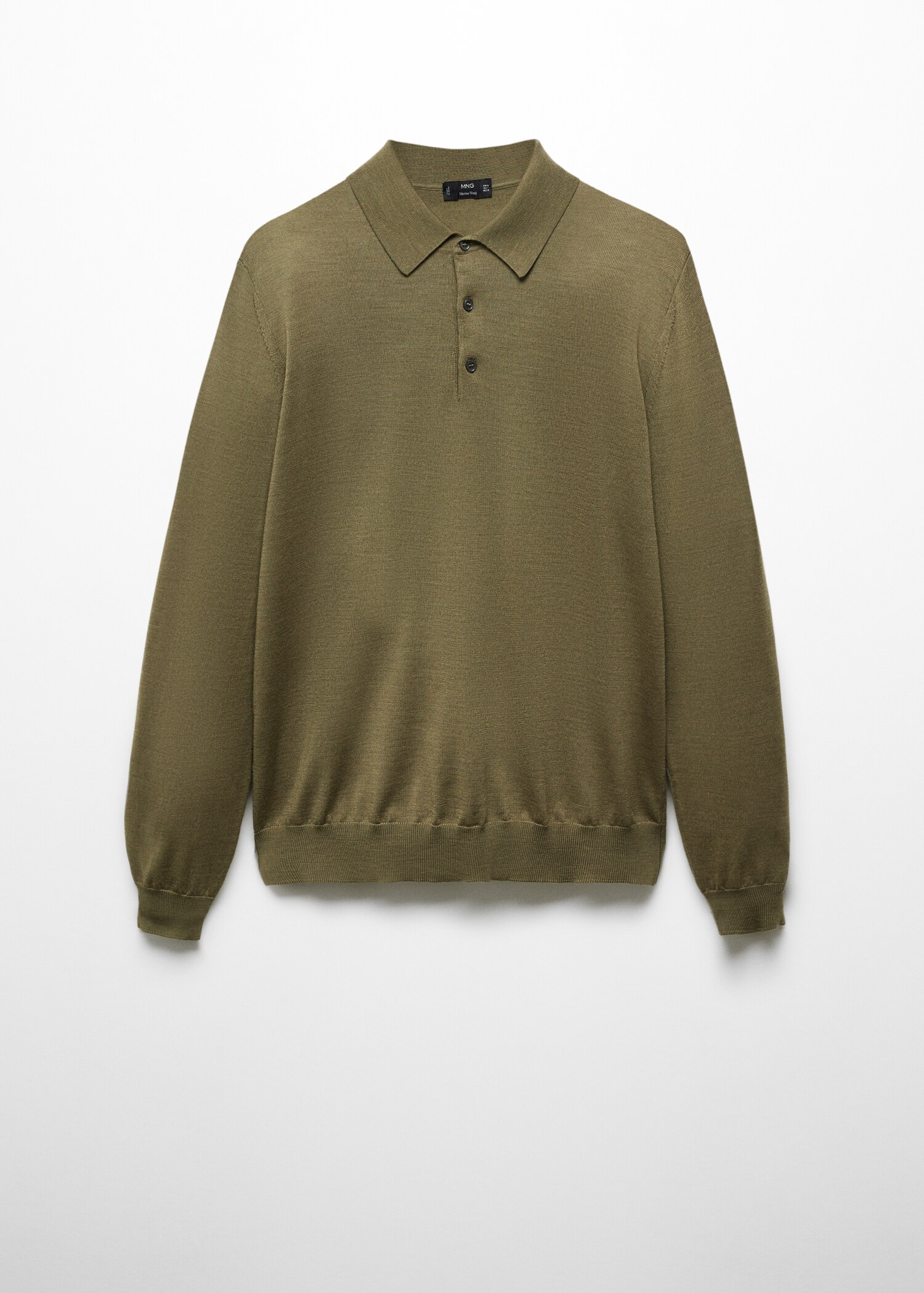 100% merino wool long-sleeved polo shirt - Article without model