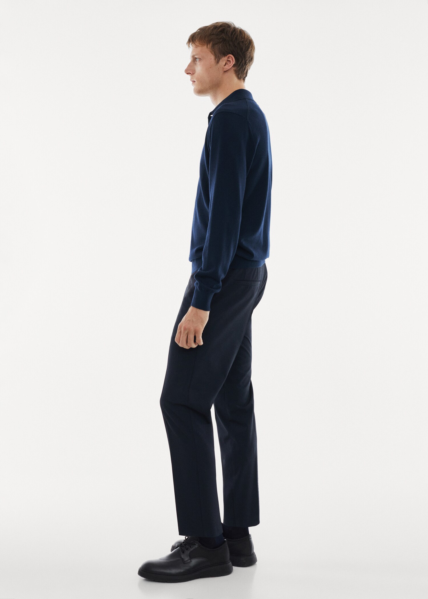 100% merino wool long-sleeved polo shirt - Details of the article 2