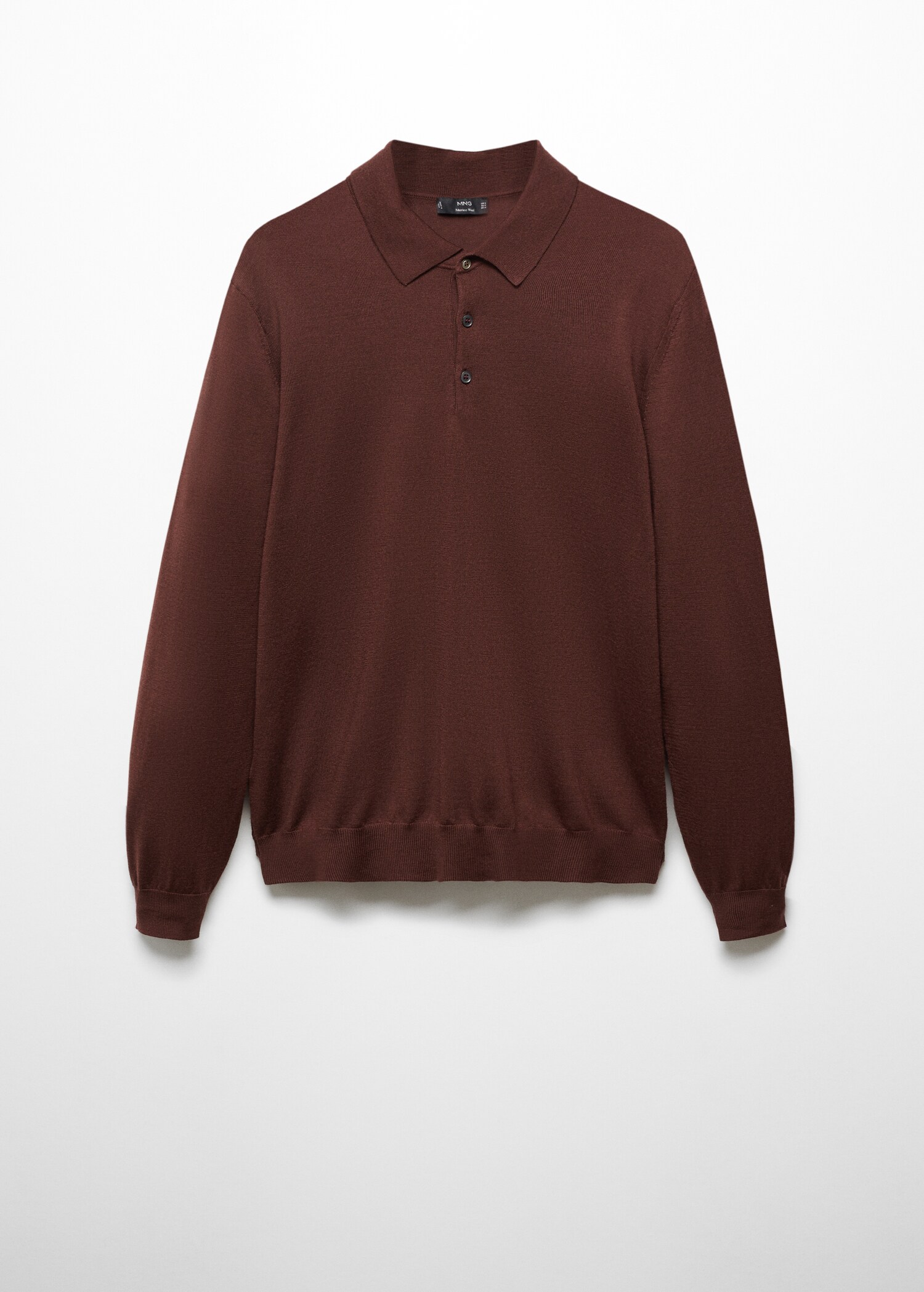 100% merino wool long-sleeved polo shirt - Article without model
