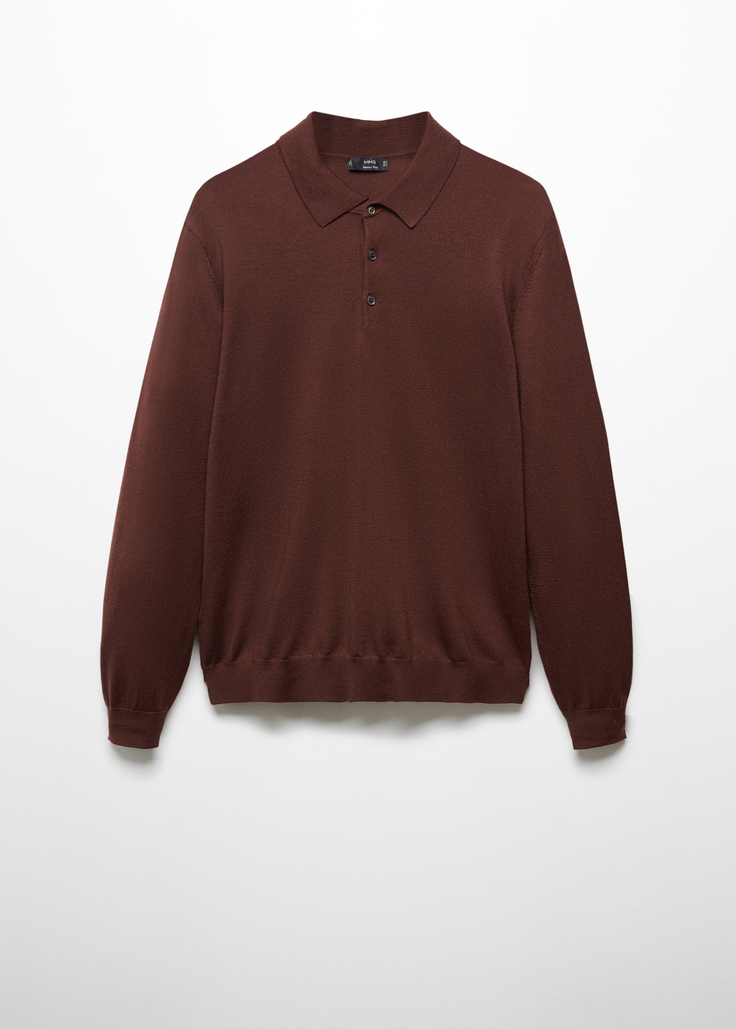 Polo 100 laine mérinos manches longues Homme MANGO OUTLET