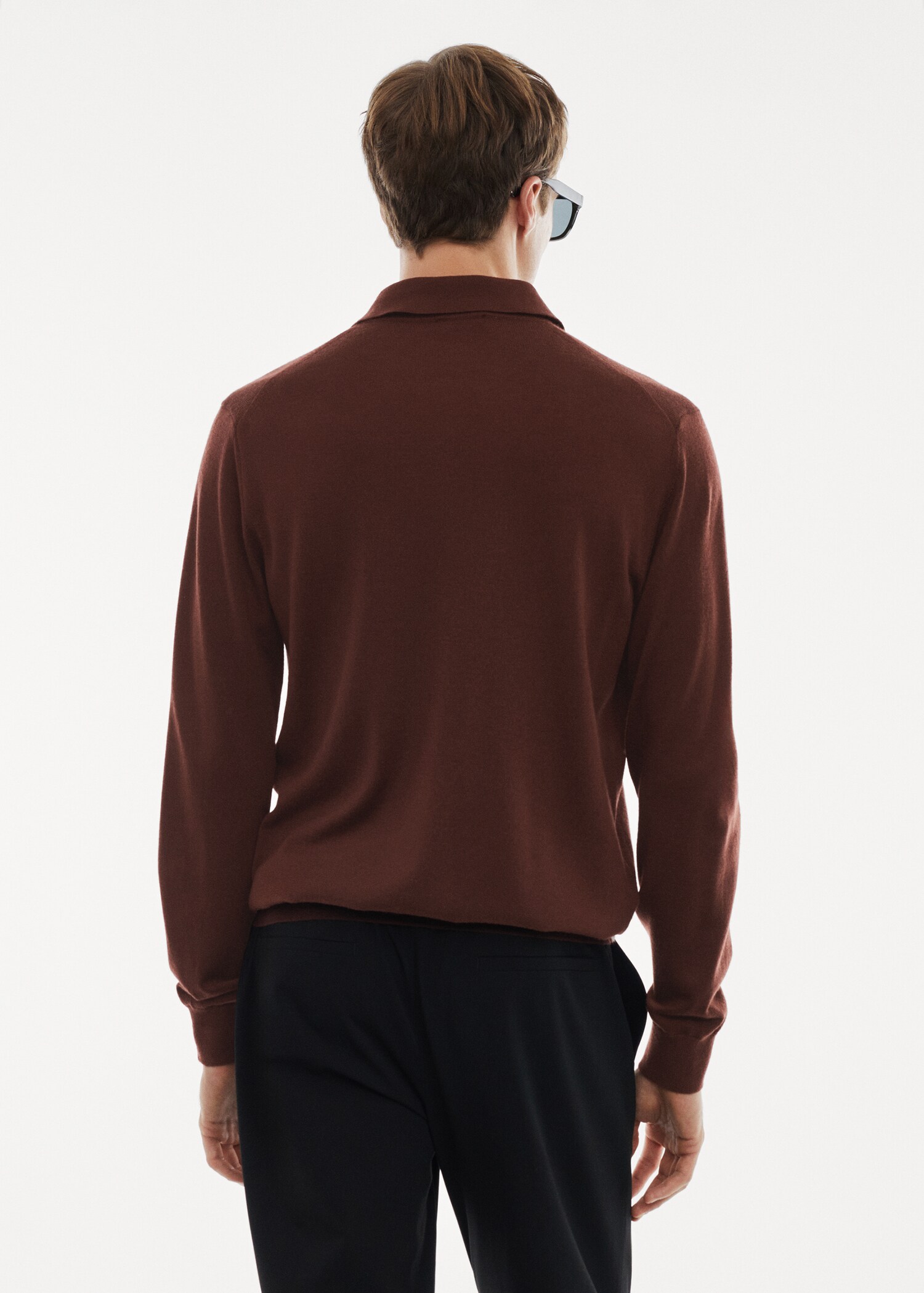 100% merino wool long-sleeved polo shirt - Reverse of the article