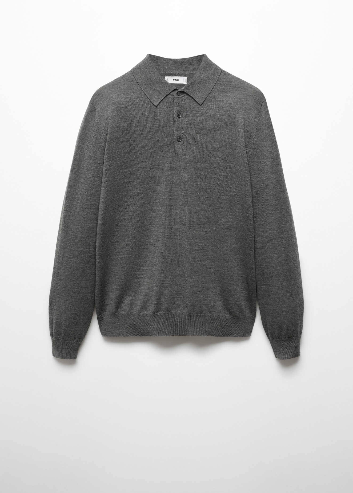 100% merino wool long-sleeved polo shirt - Article without model