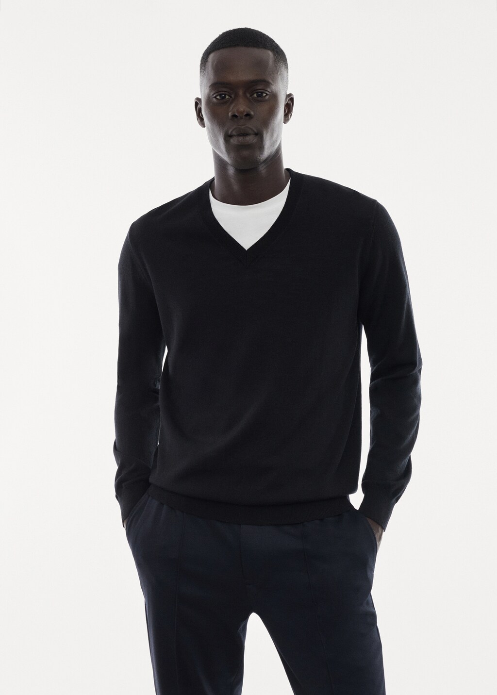100% merino wool V-neck sweater - Men | MANGO OUTLET USA