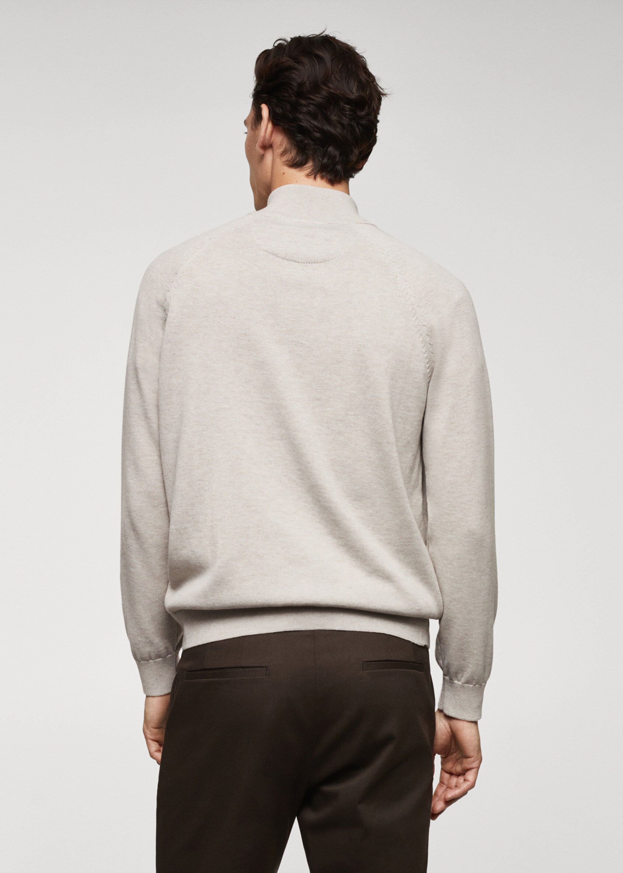 Cotton sweater with neck zip - Reverse of the article