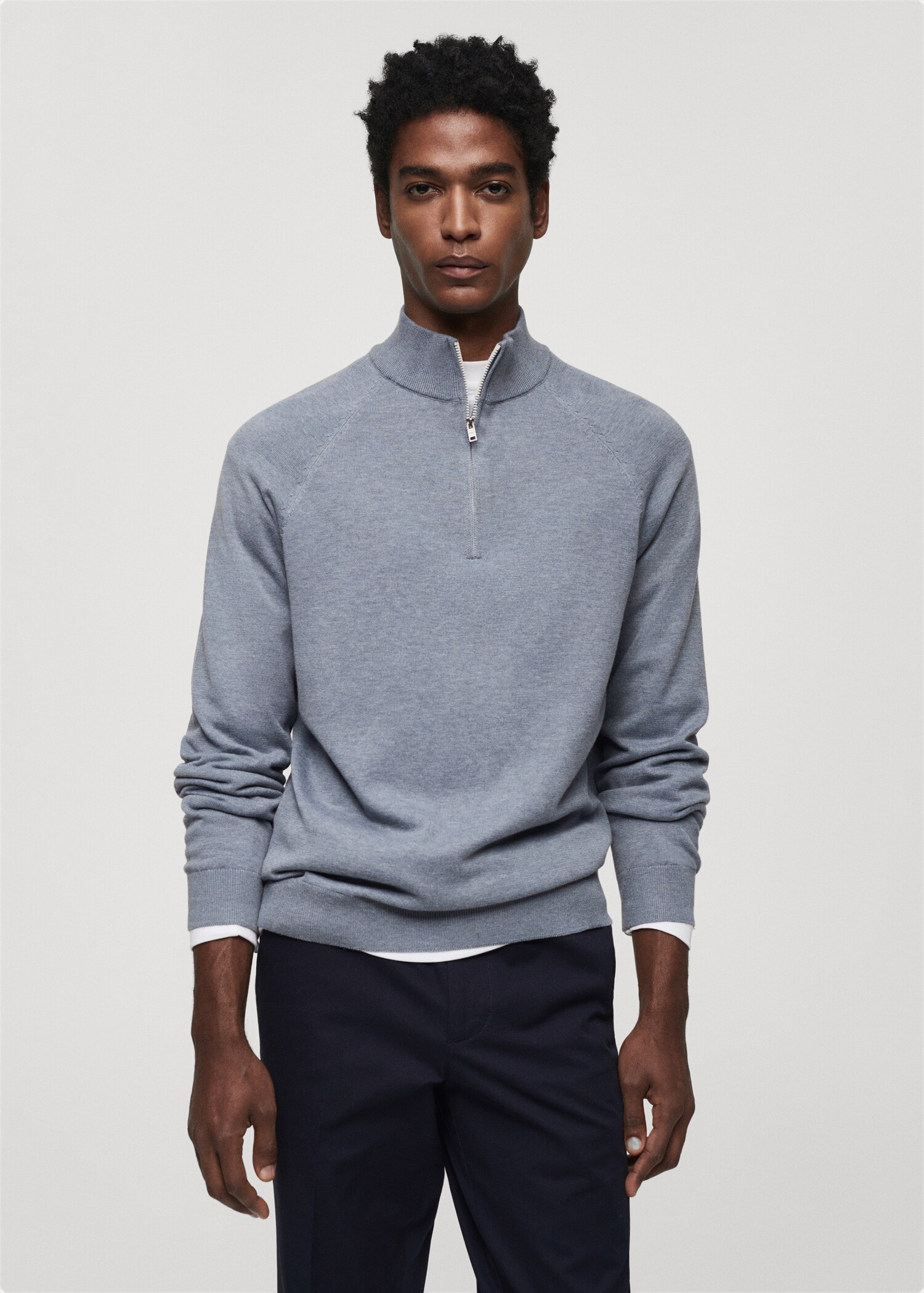 Pull-over coton col zippé - Plan moyen