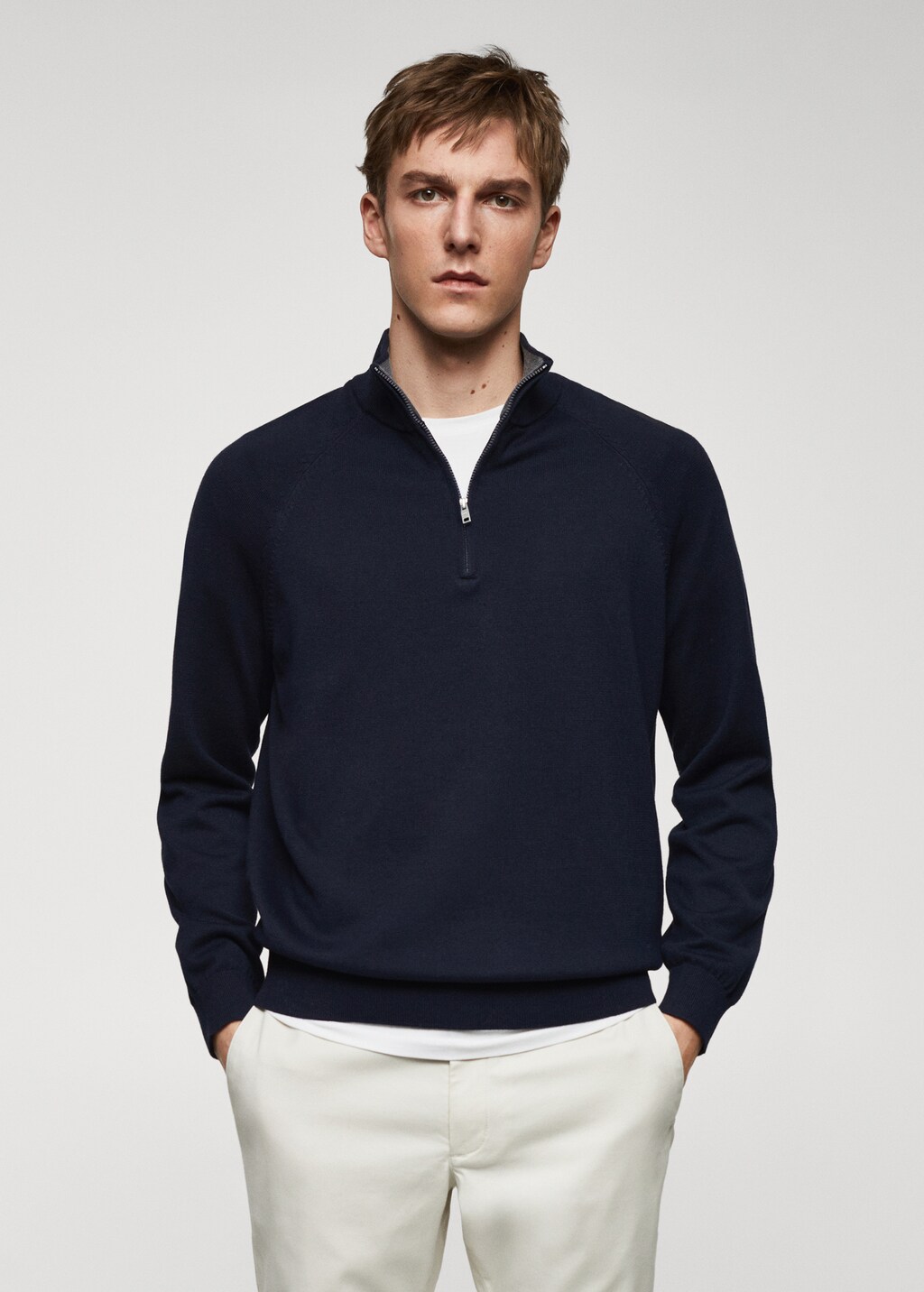 mfpen 19ss L/S V Neck sweater タグ付き未使用 Cotton sweater with neck zip - Men | MANGO OUTLET USA